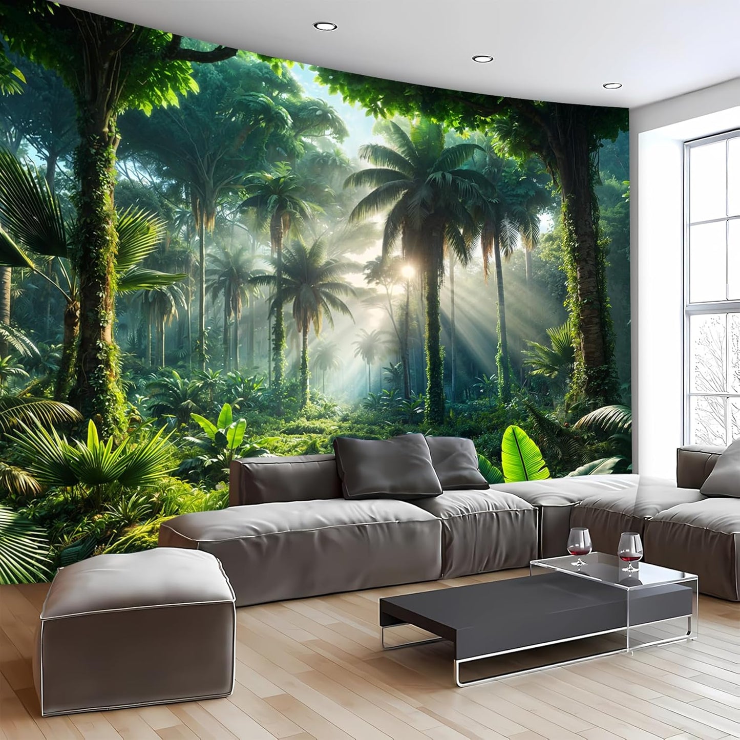 BSFHH Nature Tapestry Forest Tree Sea Cave Wall Hanging, Stream Through Rainforest Landscape Wall Art Tapestry for Bedroom Living room (Rainforest, 59" × 51", Unframed)