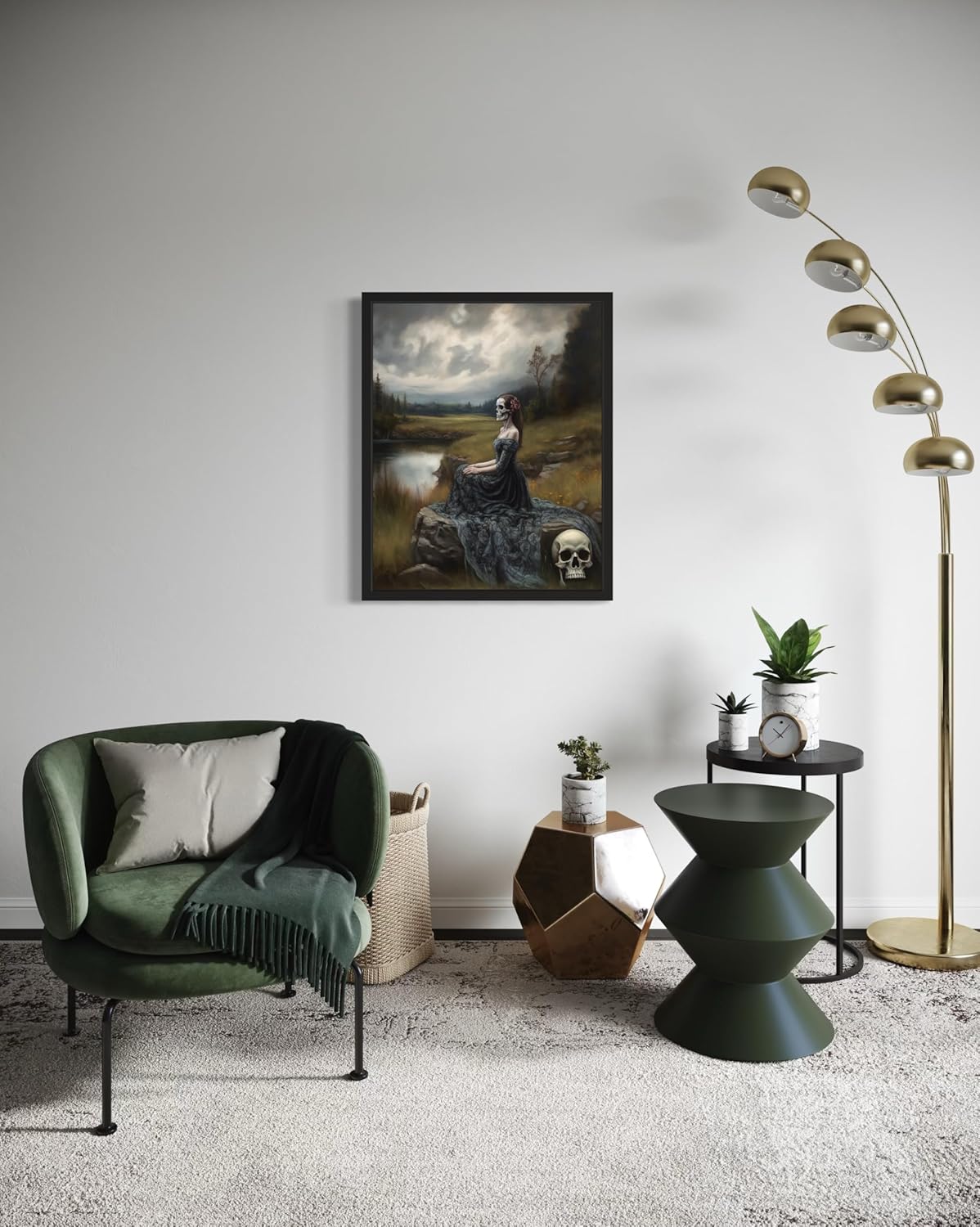 Widow Ghost Poster Art Print, Halloween Scary Vintage Wall Art Academia Spooky Painting Decoration for Horror Prints, Gothic Posters Bedroom Decor 89 (Widow Ghost, 16 x 20 inches, Black Frame)