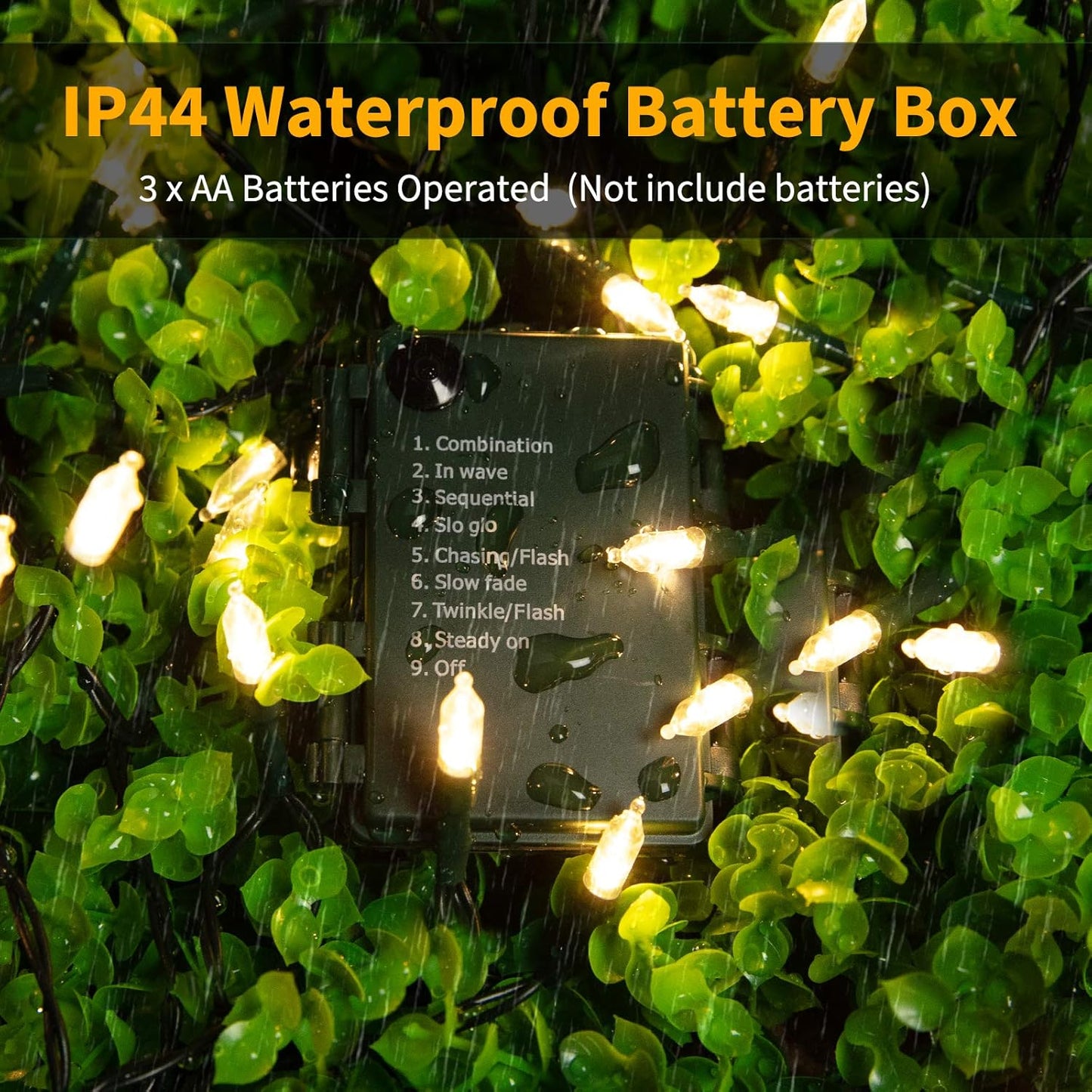 Battery Operated Christmas Lights 2 Pack 18 Feet 50 LED Clear Mini String Lights with 8 Modes Waterproof Tree Lights for Xmas Outdoor Indoor Holiday Party Garden Decor, Warm White