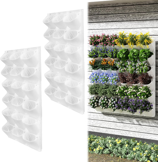 Self-Watering Wall-Mounted Vertical Planter, 36 Pots Wall Planter Indoor Vertical Living Green PlantWall Easy Installation 45''x39'' x5'' (White, 45X39 Inch 36Pcs)