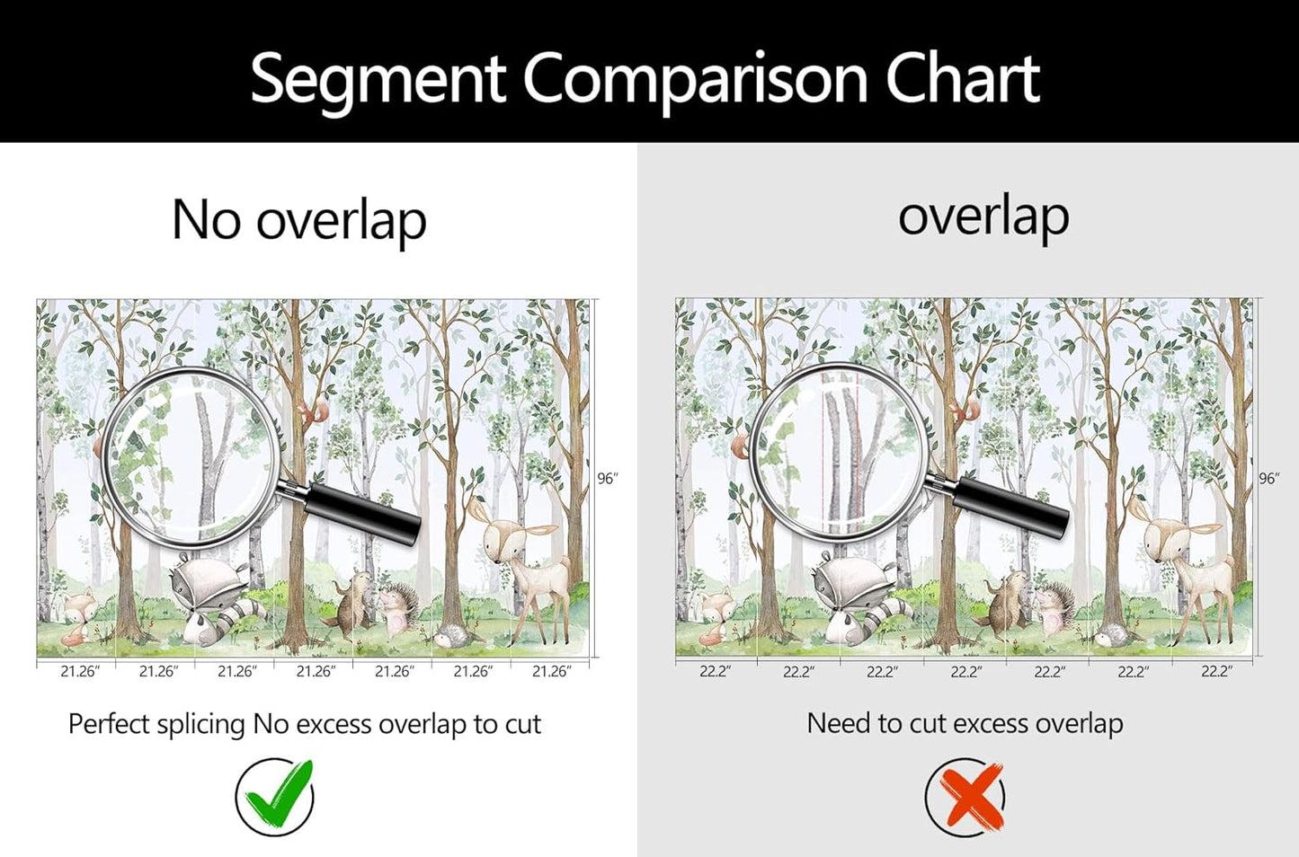 WFBHUA-Kids Wallpaper Watercolor Forest Cartoon Animals Wall Murals Suitable for Nursery Boys Girls Bedroom Room (Not Peel and Stick)