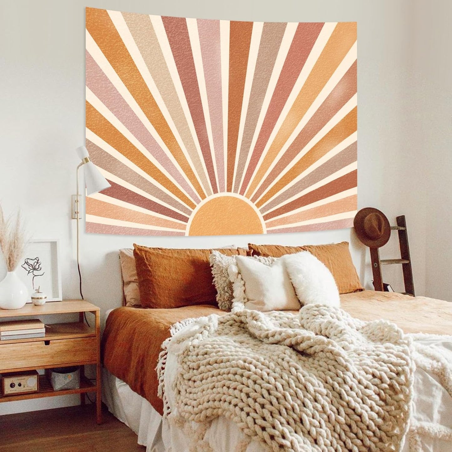 Kanuyee Retro Burning Sun Tapestry Wall Hanging, Vintage 70s Abstract Geometric Sunrise Tapestries for Bedroom Living Room Backdrop 36×48 inch