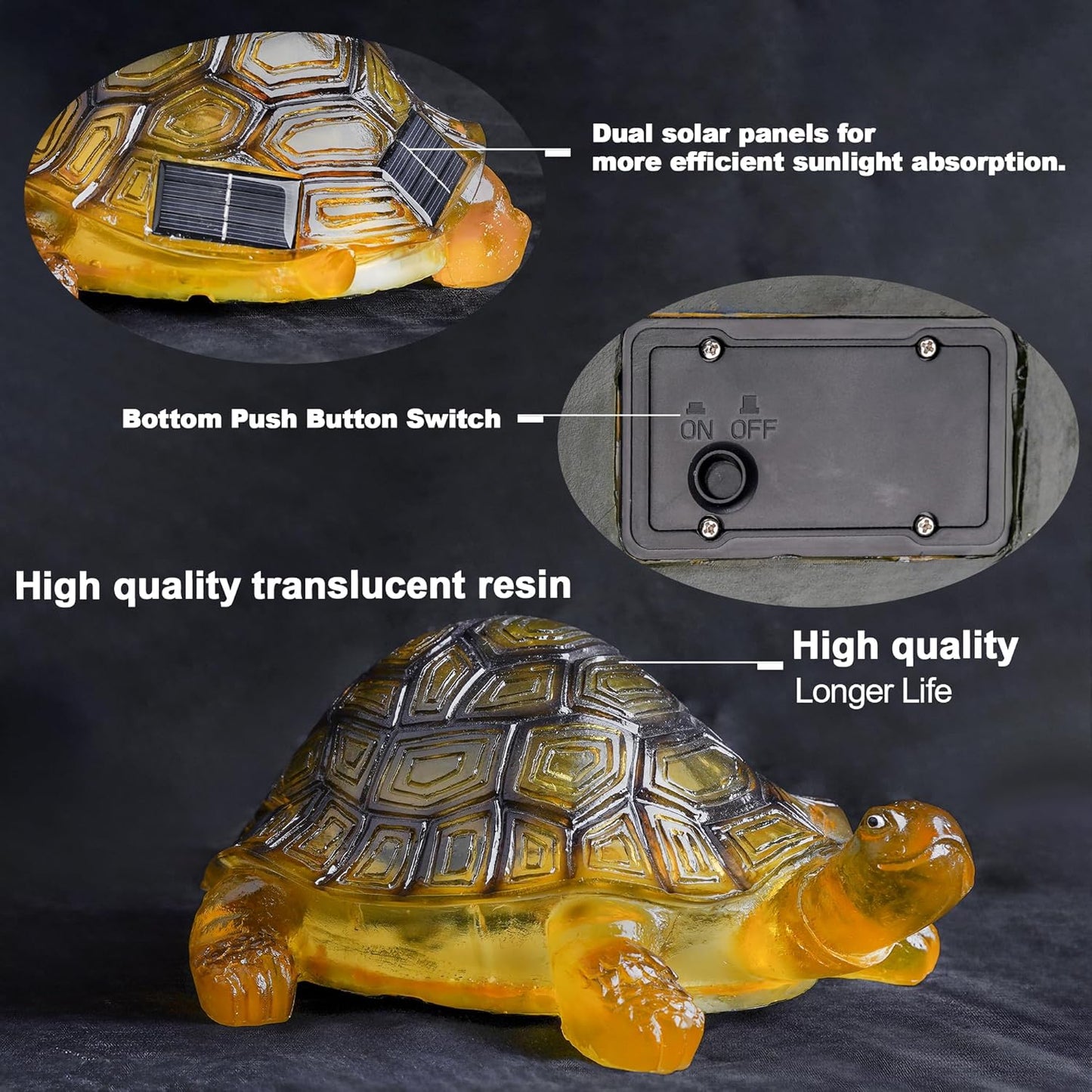 Solar Turtle Lights Deck Decorative Lighting Statue Lawn Patio Backyard Outdoor Garden Decoration Housewarming Gift