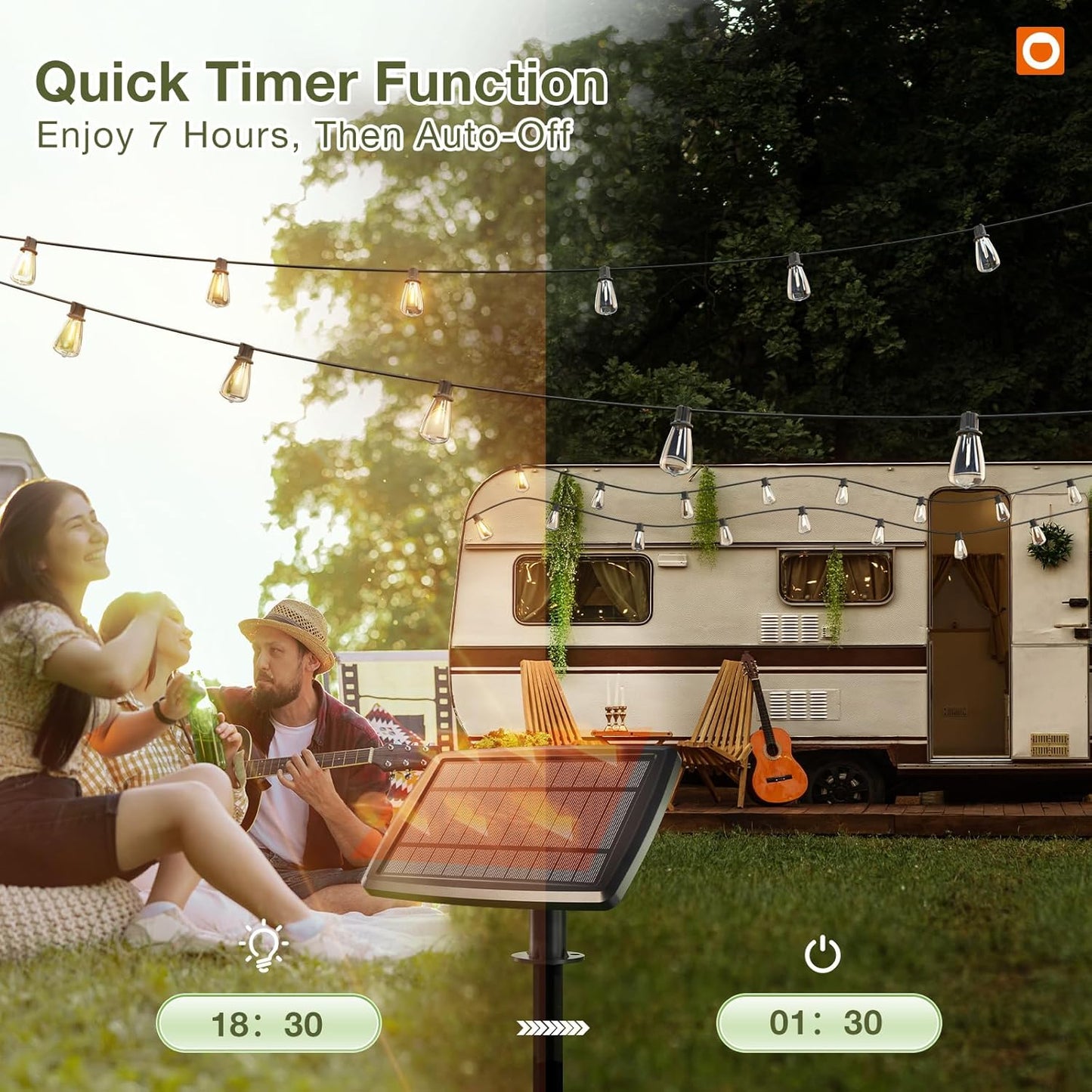 addlon 78(72+6) FT Solar String Lights Waterproof,Patio Lights Solar Powered with Remote & USB Port 3 Lighting Modes 24+2 LED Shatterproof Bulbs Outdoor Lights for Camping Backyard Garden