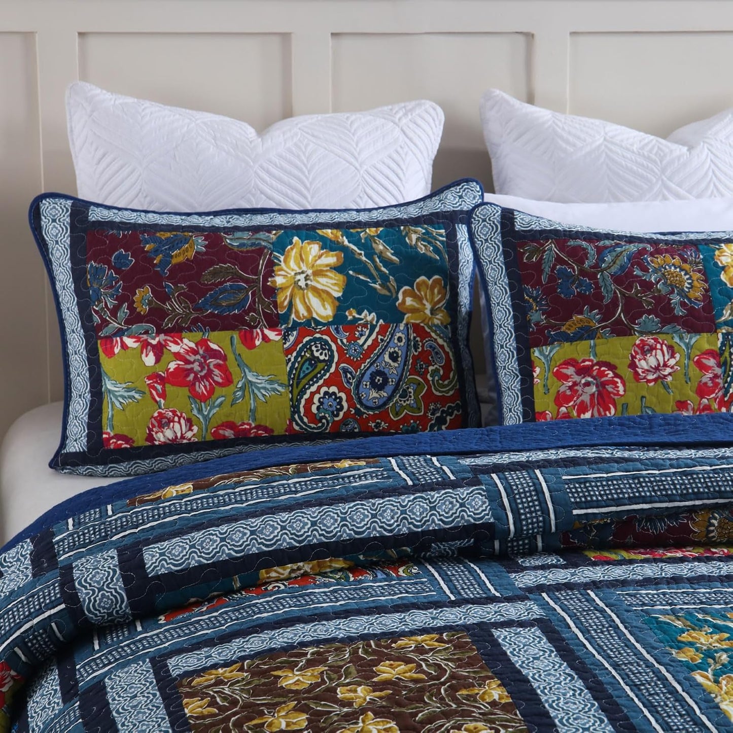 Secgo King Comforter Set for Bed - 100% Cotton Quilts Queen Size, Black Bedspreads (96 * 104 Inch) with 2 Pillow Shams