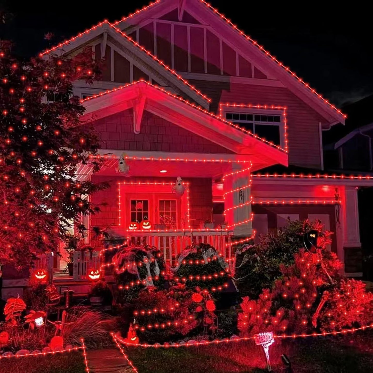 YEGUO 2 Packs Each 33ft 100 LED Solar Rope Lights Outdoor Waterproof, Red String Lights for Outside, 8 Modes Fairy Lights in Clear Thin Tube for Camping Fence Patio Garden Trampoline Deck