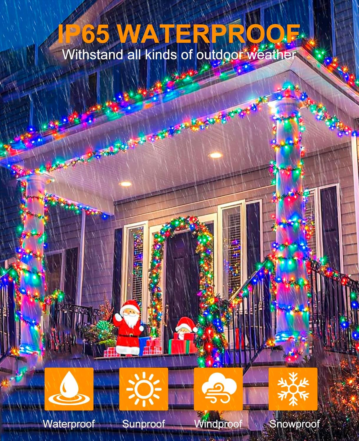 Christmas Lights Outdoor, 80FT 240 LED Connectable Christmas String Lights Green Wire with 8 Modes, Waterproof Twinkle Tree Lights for Indoor Room Patio Garden Party Decorations, Multicolor