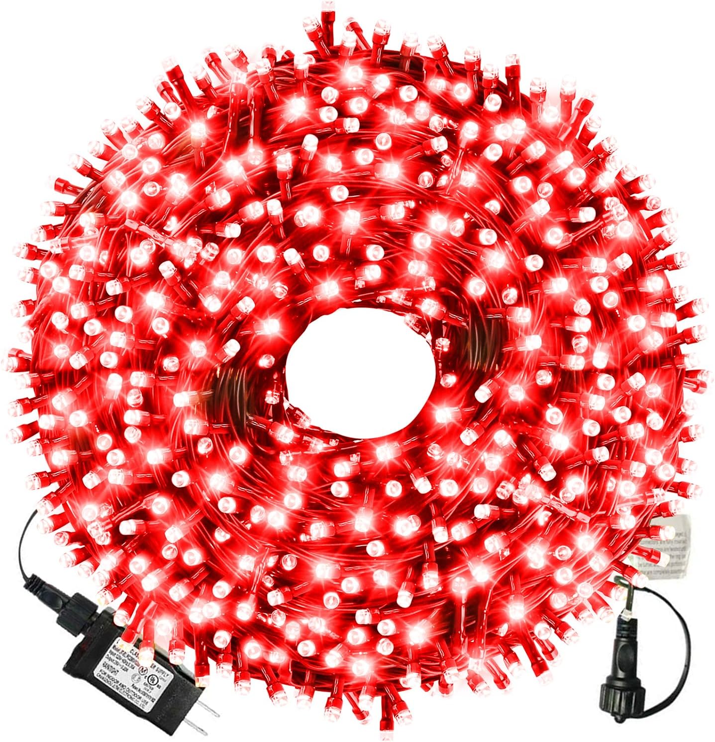 XTF2015 105ft 300 LED Christmas String Lights, End to End Plug 8 Modes Christmas Lights - UL Certified - Outdoor Indoor Fairy Light Christma s Tree, Patio, Garden, Party, Wedding, Holiday (Red)