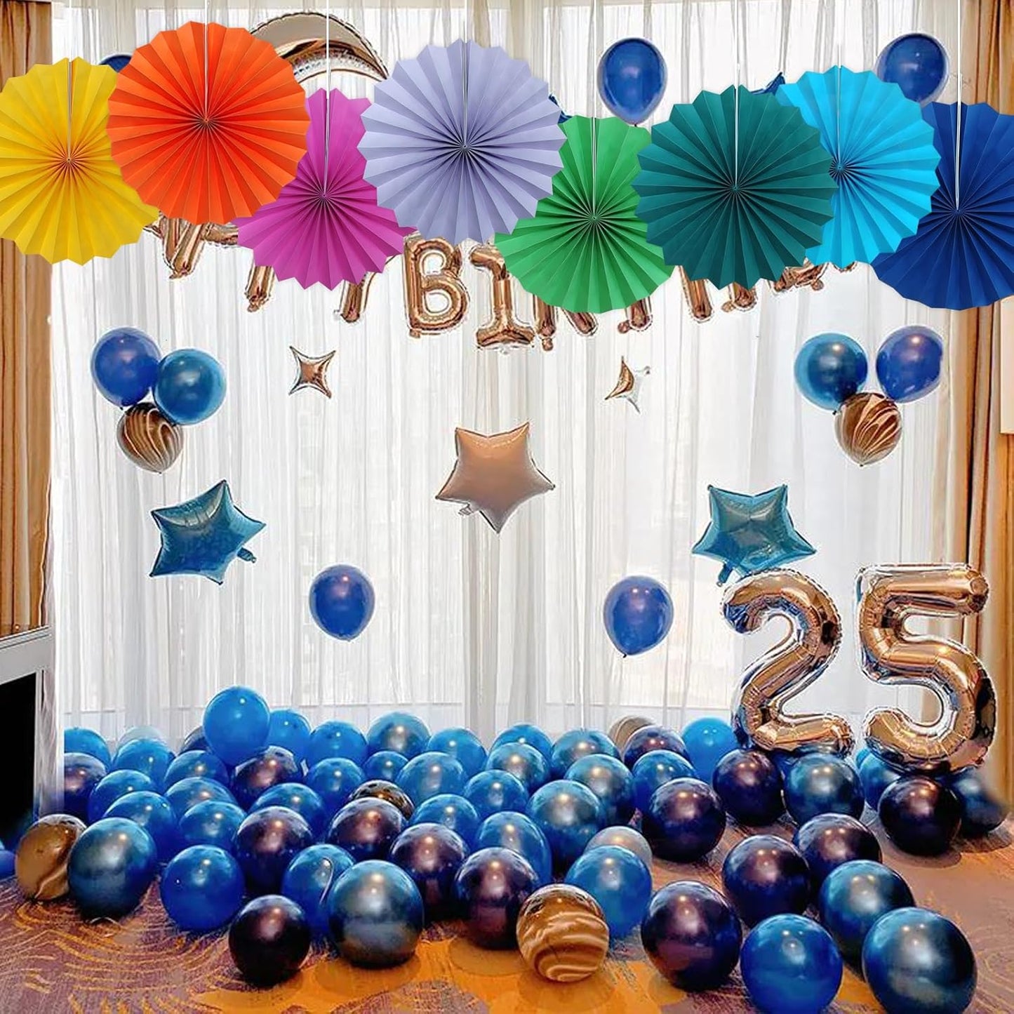 Morange Party Decorations,,Halloween Decor Events Accessories，Orange Birthday Decorations,Sunset Party Decorations,Party Fans 30 Color DIY Set (Morange)