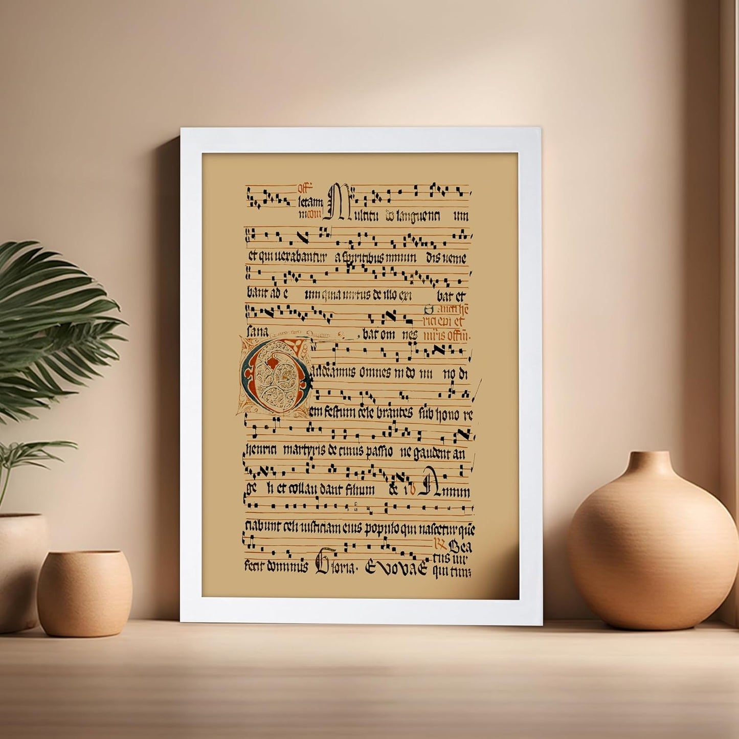 Poster Master Vintage Hymnal Poster - Retro Music Print - Gift for Artist, Friend - Graduale Aboense, Gregorian Chant Manuscript, Score - Wall Decor for Living Room, Bedroom, 16x20 White Framed