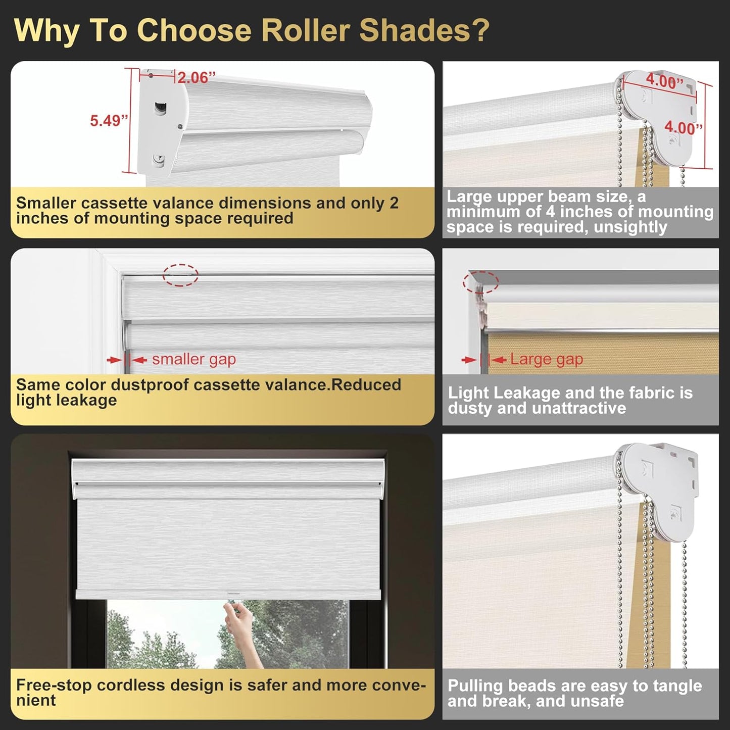 BERISSA Cordless Dual Roller Shades with Cassette Valance, Double Shades: Blackout or Light Filtering, Day & Night for Home Office Door, Beige & White, 66 W x 56" H
