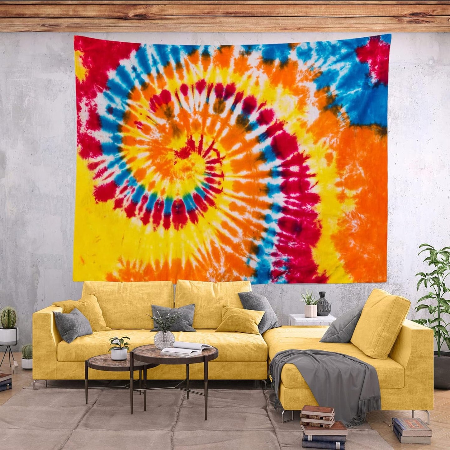 BELECO Tie Dye Tapestry Wall Hanging 106x70 Inch Colorful Spiral Tie Dye Party Decorations Watercolor Rainbow Tapestry 60s 70s Hippie Supplies Tie Dye Tapestries for Bedroom Living Room Dorm Decor