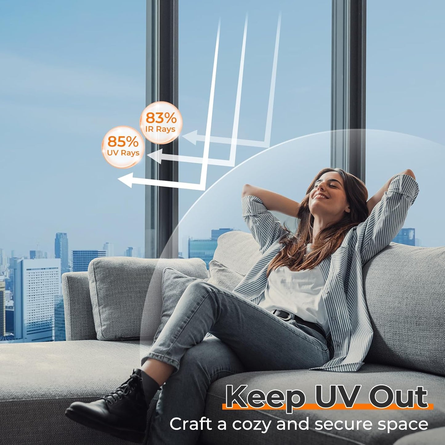 DOWELL Window Privacy Film, One Way Window Tint for Home, Static Cling Anti UV Sun Blocking Reflective Mirror Film, Heat Control See Out Not in Glass Tinting, Silver, 23.6" x 118"