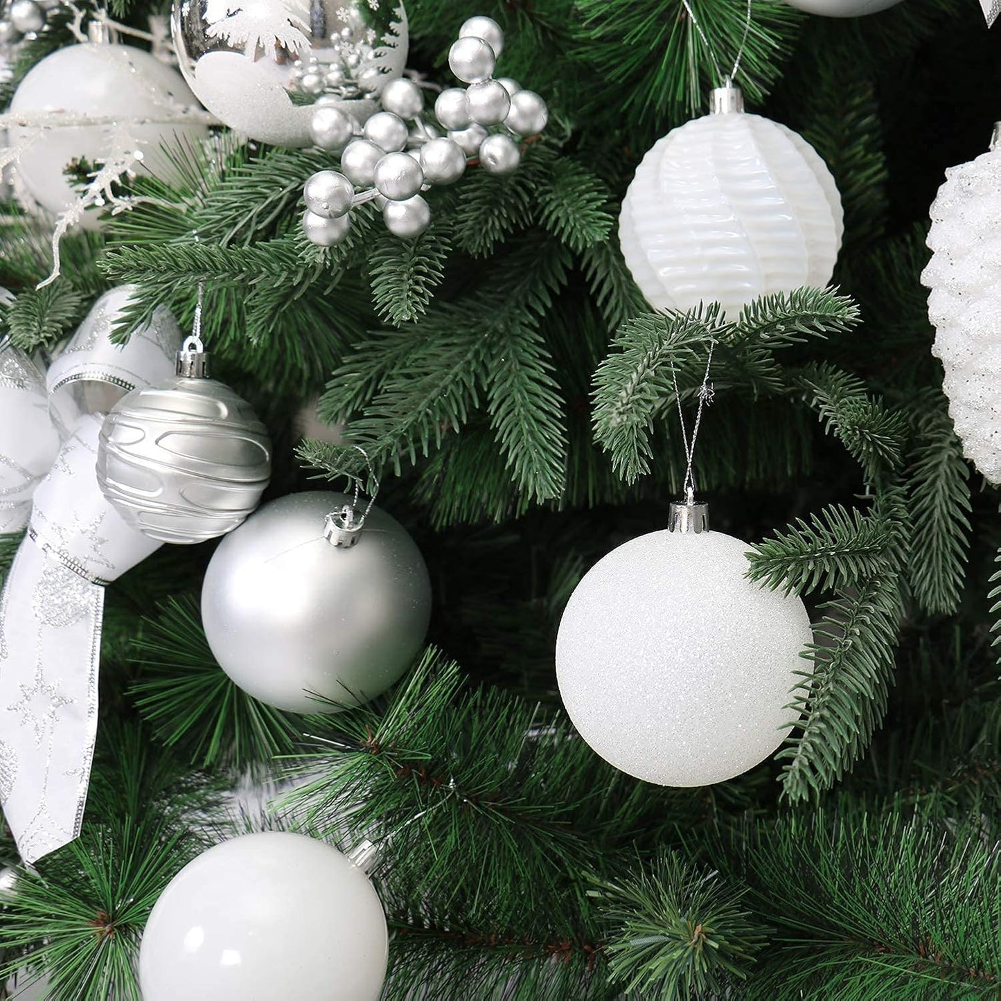 XmasExp 16ct Christmas Balls Ornaments - Shatterproof Large Hanging Ball Decorative Xmas Balls for Halloween Decorations Holiday Wedding Party Xmas Tree Decoration(3.15"/80mm, White)