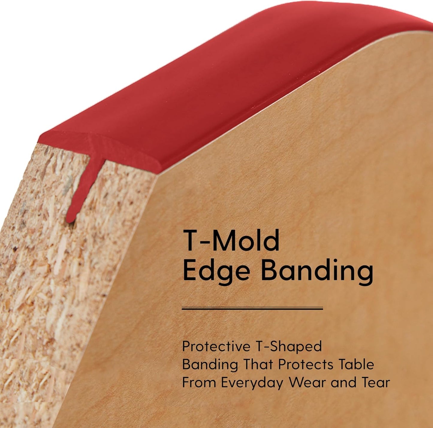 FDP Rectangle Activity School and Classroom Kids Table (24 x 60 inch), Chunky Toddler Legs, Adjustable Height 15-24 inches - Gray Top and Red Edge