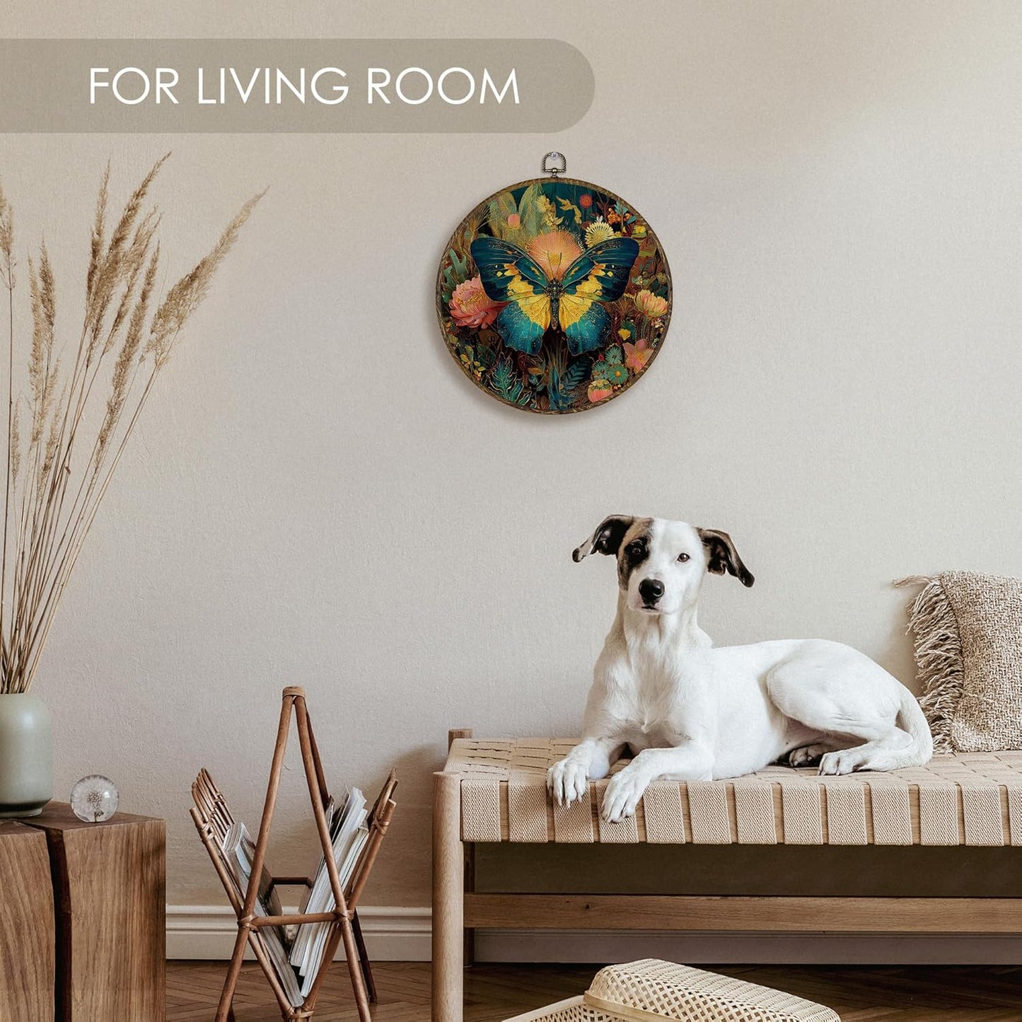 Fewgb Vintage Moody Butterfly Round Wall Art Decor Framed for Bedroom Living Room Bathroom, Dark Cottagecore Academia Canvas Wall Art Prints Picture, Gothic Hanging Room Decor Artwork 10x10