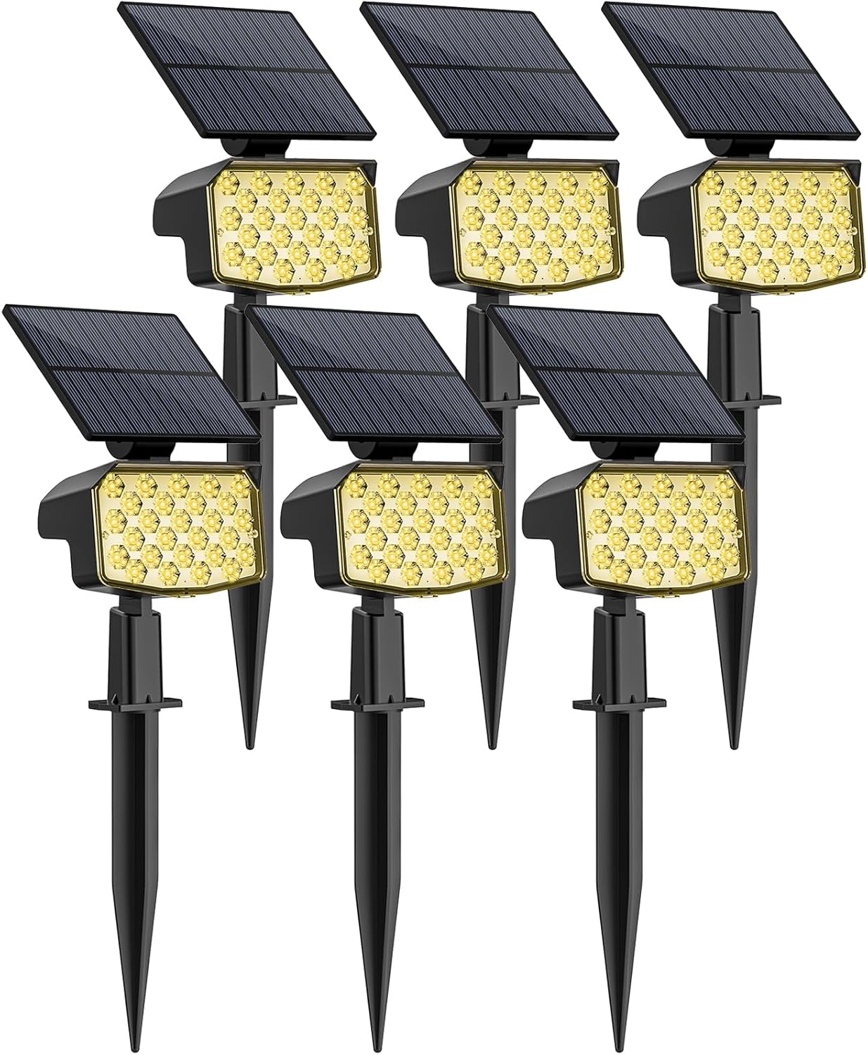 WELALO Solar Spot Lights Outdoor, [6 Pack/3 Modes] Solar Landscape Spotlights, Adjustable Solar Powered Security Lights, IP65 Waterproof Wall Lights for Walkway, Yard, Garden, Driveway (Warm White)