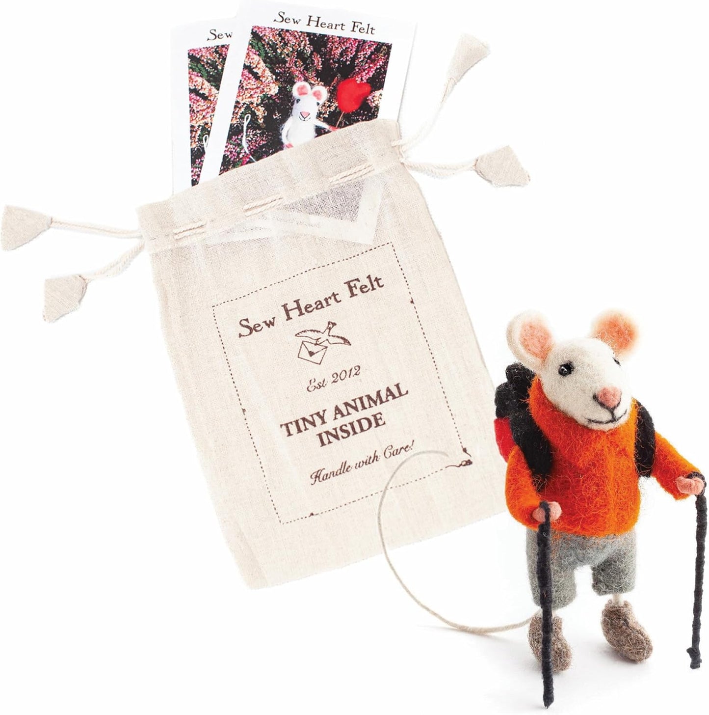 | Hand-Felted Hiking Mouse | Organic Wool Home Decor | Fair Trade Plush Animal Ornament | Gift for Any Occasion | Perfect for New Spaces & Home Accessories