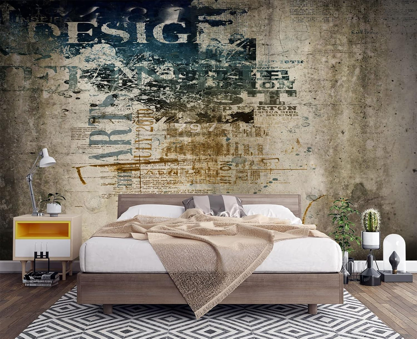 Retro Graffiti Wall Mural Wallpaper for Bedroom 178" x 117"