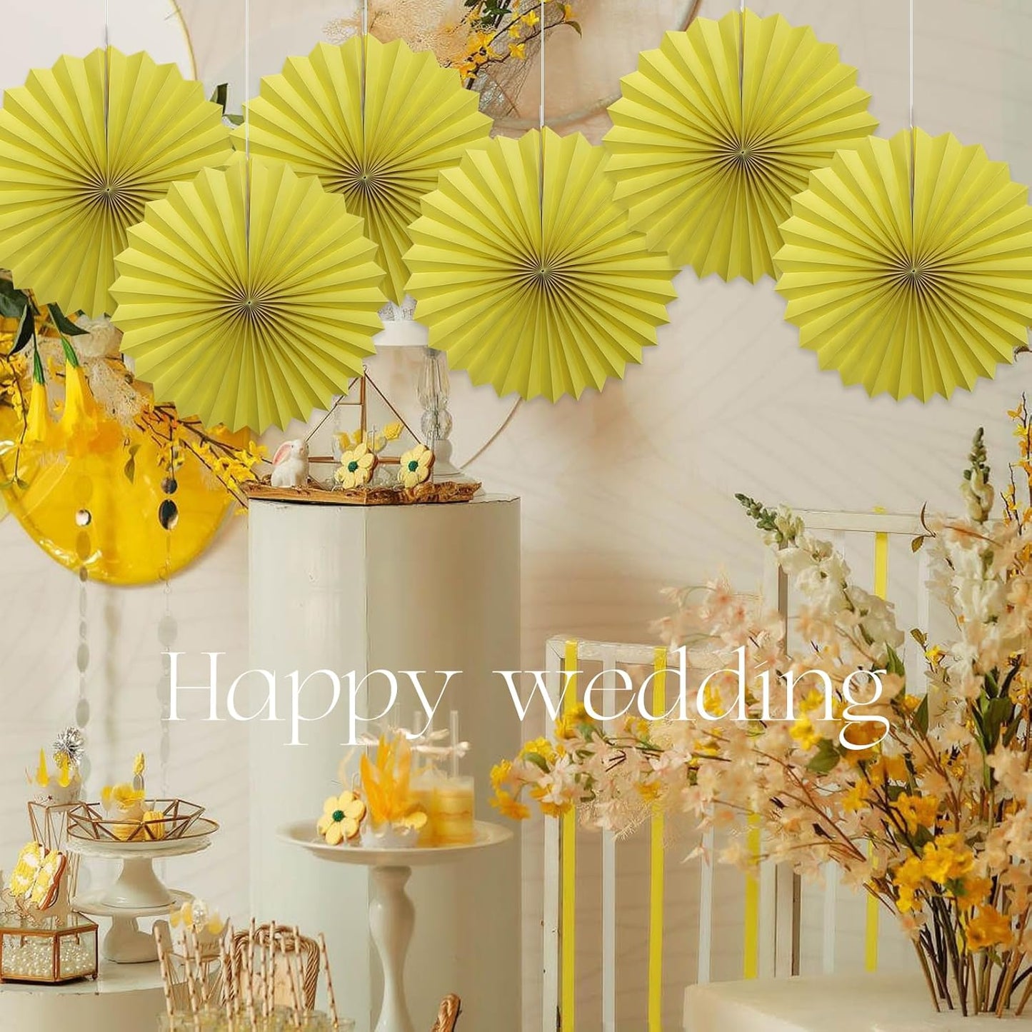 Yellow Party Decorations,Paper Decorations for Party,Lemon Decorations Party Paper Fans Bulk 16in,Anniversary Decorations for Party 30 Color DIY Set （Lemon Yellow）