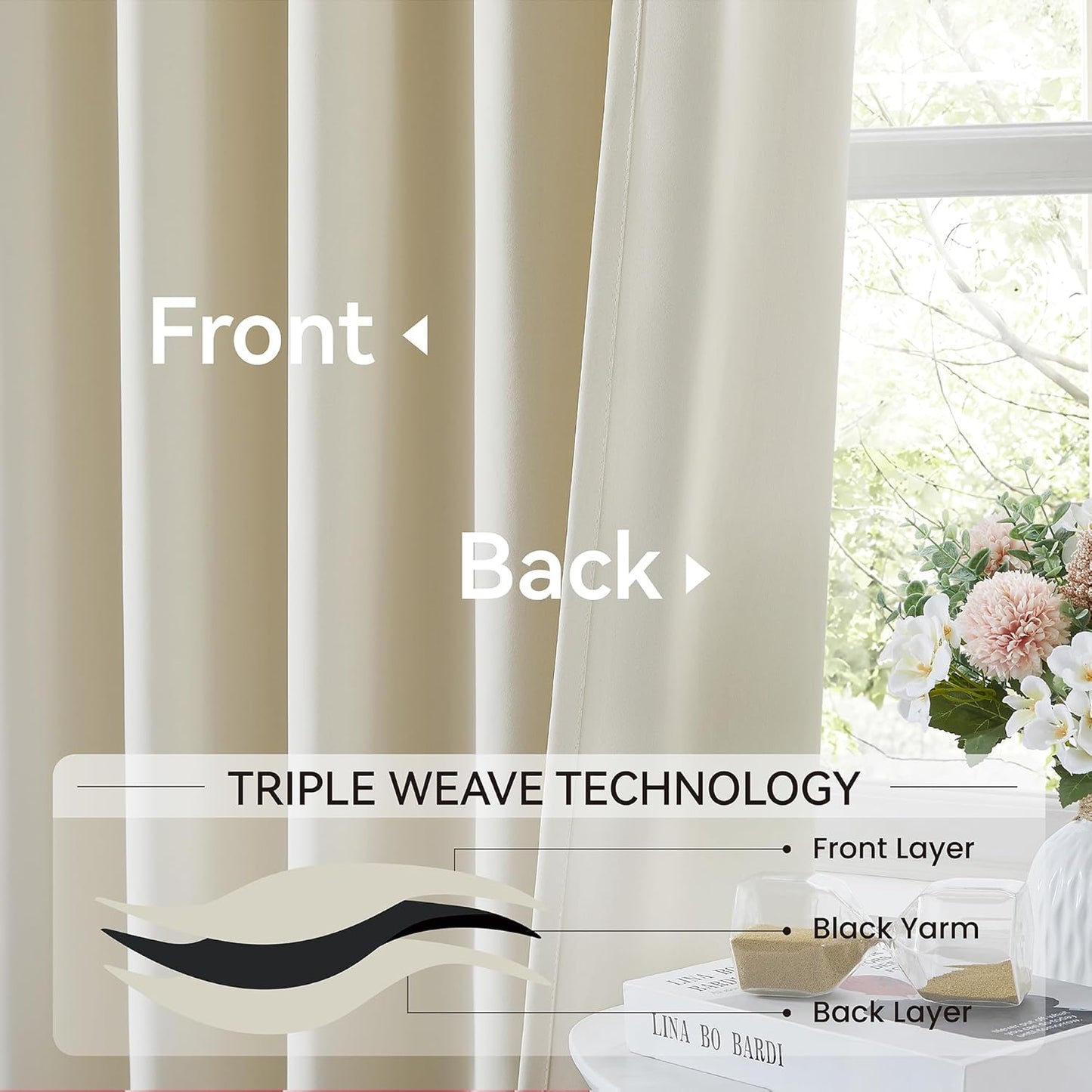 KangBang Cream Beige Pinch Pleat Room Darkening Curtains 96 Inches Long with Hooks, Energy Saving Blackout Memory Trained Pleated Window Treatments for Nursery Living Room, 40x96 Inch, 2 Panels