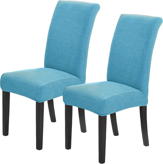 Howhic Stretch Chair Covers for Dining Room Set of 2, Removable Washable Dining Room Chair Covers, Dining Chair Slipcovers Seat Protector, Great Decoration for Home and Banquet (Dusty Blue, 2 Pack)