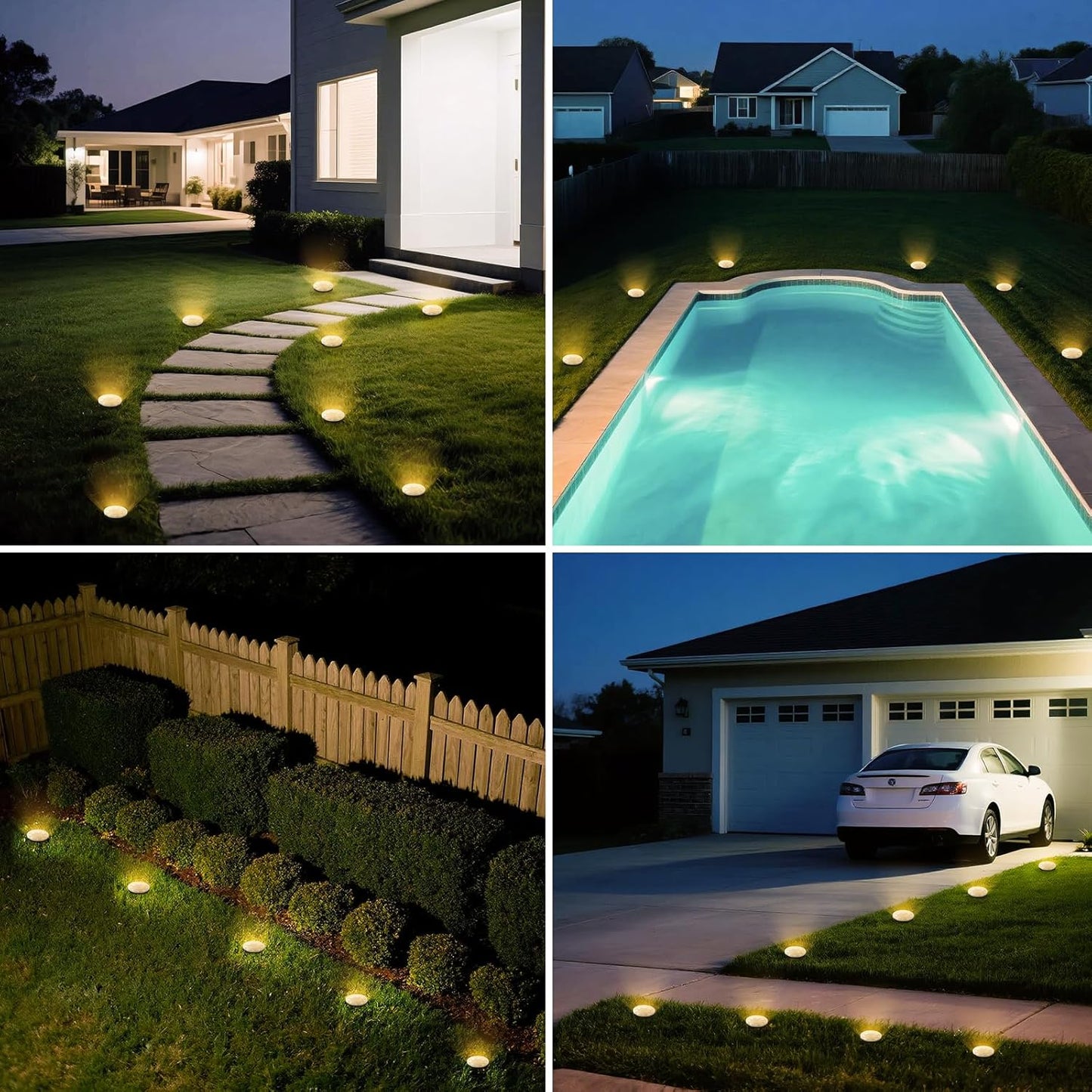 Mini Solar Ground Lights, 24 Pack Solar Lights Outdoor Waterproof, Upgraded LED Flat Landscape Lighting for Outside Pathway Garden Patio Yard Driveway,Warm White
