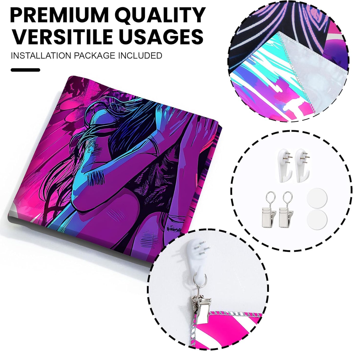 Blacklight Tapestry,WingTapestry Glow In The Dark,UV Reactive Black Light Upright Posters Wall Hanging for Bedroom Dorm Living Room Backdrop Decor (wing5, 90L" x 70W")