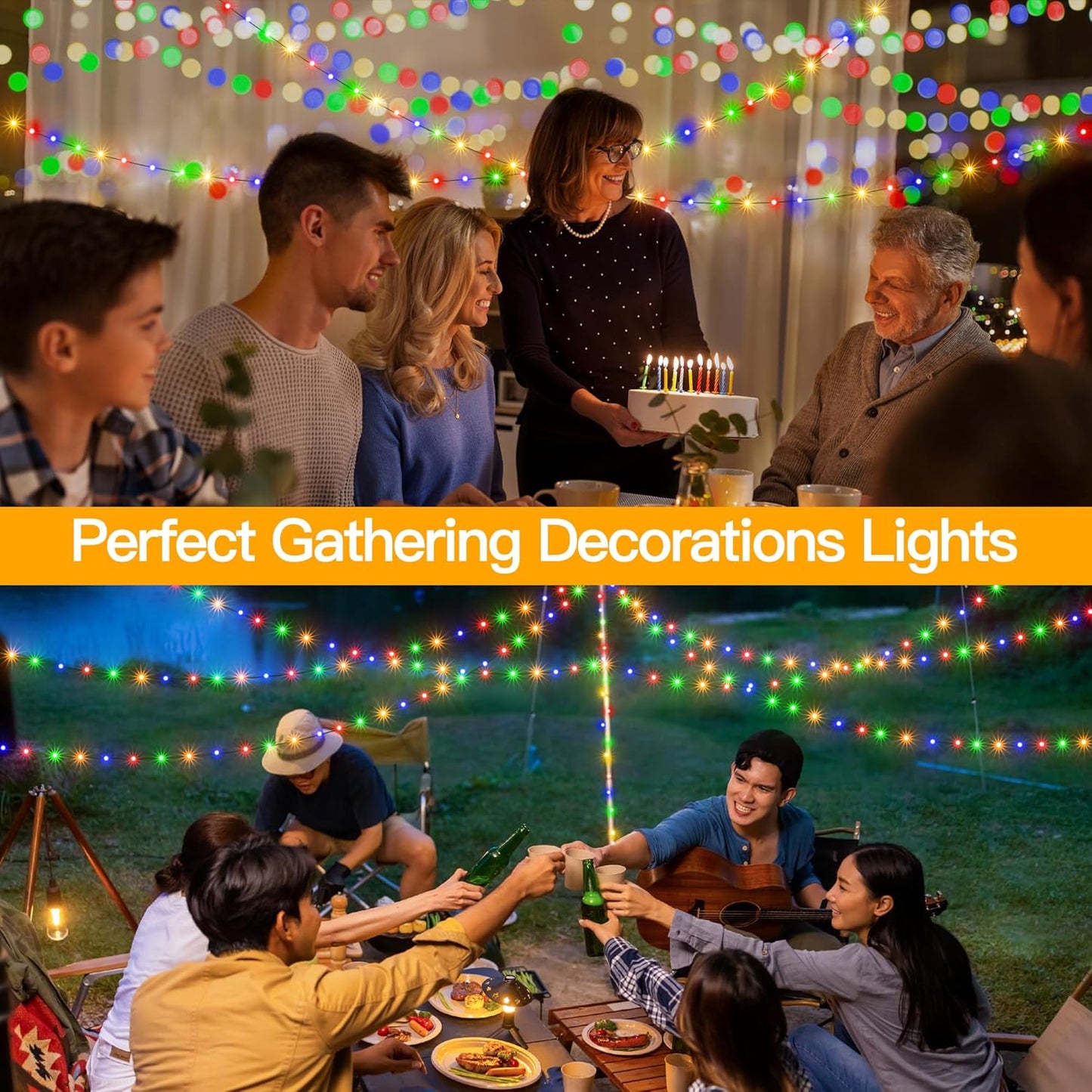 Ollny Christmas Lights 800 LED 262FT Plug in, IP67 Waterproof Green Wire Outdoor Christmas Lights with Remote, 8 Modes with Timer String Light for House Indoor Xmas Decorations Multicolored