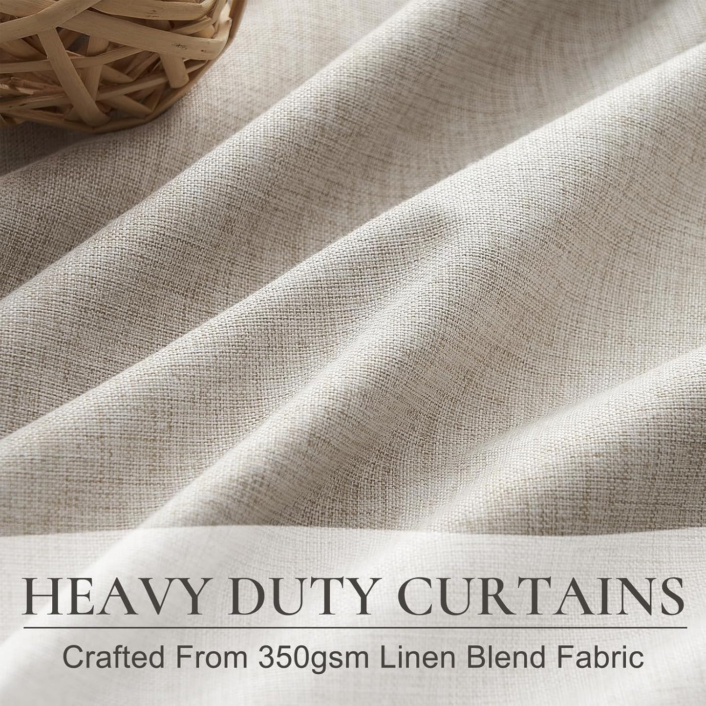 Extra Long Blackout Pinch Pleated Luxury Curtains 132 Inch Long for Living Room, Rustic Country Natural Linen Thick Office Sound Proof Privacy with Floor to Ceiling Drapes 11 FT W40"xL132"x2 Panels