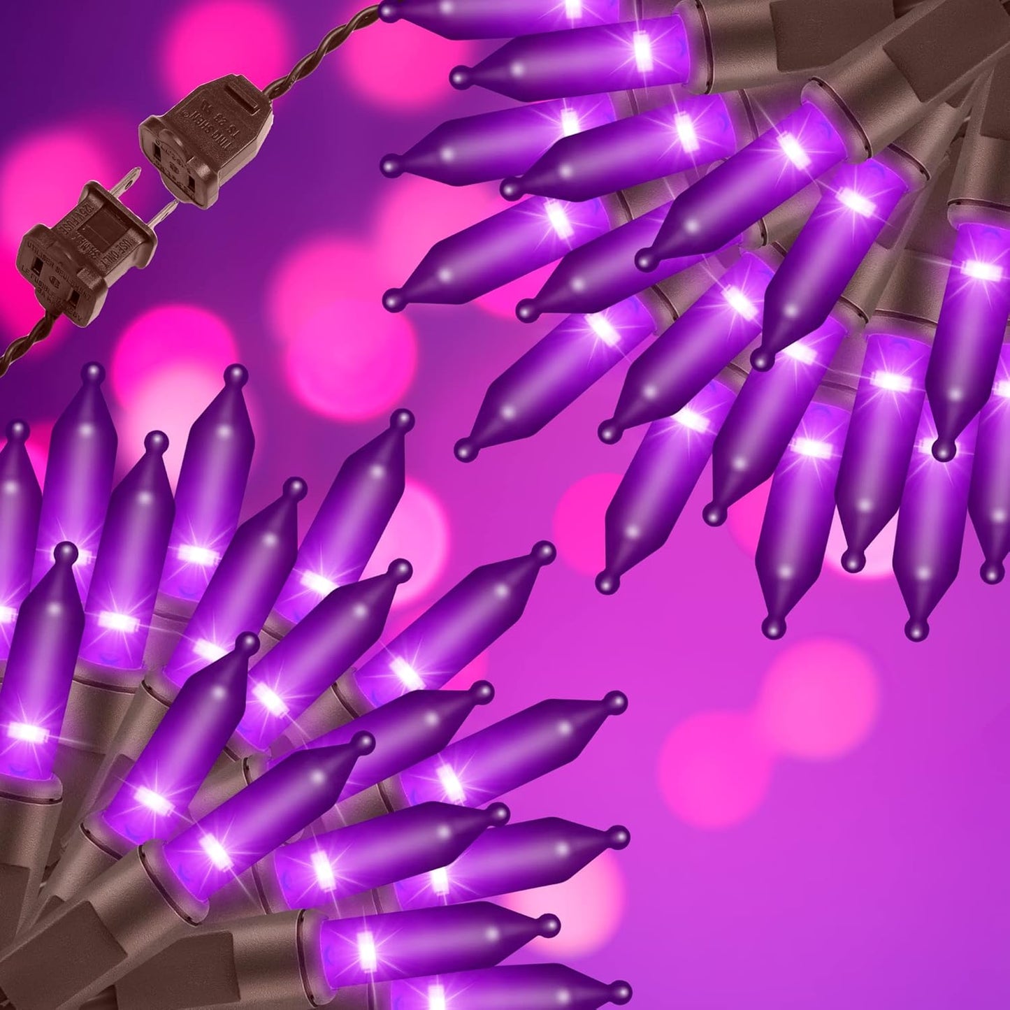 100LIGHTS Purple Extra-Bright with End Connectors Halloween Decorative Lights 5.98m UL Certified Mini String Light Set Waterproof for Halloween Home Garden Christmas Tree Party Patio Wedding