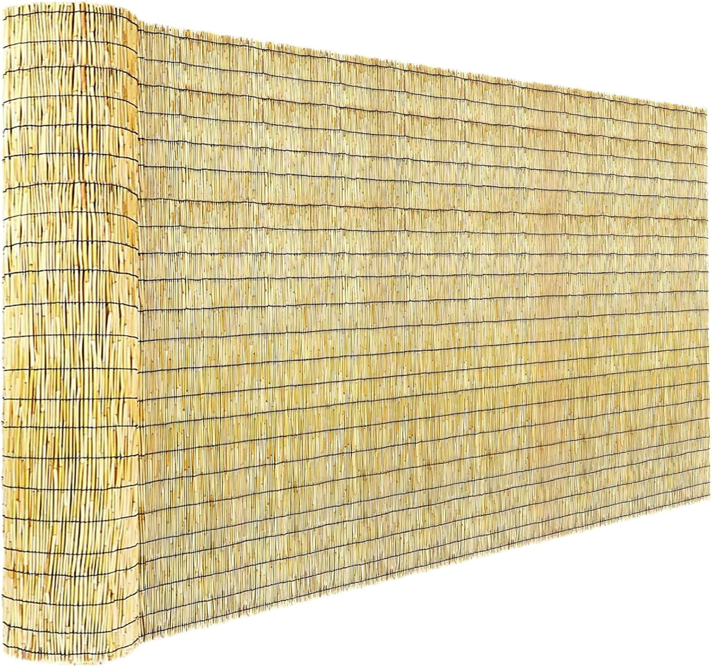 Bamboo Reed Fencing, Natural Reed Fence Rolls 4 Feet High, Decorative Bamboo Privacy Curtains for Patio Garden Balcony Backyard Outdoor, 4 x 16 FT