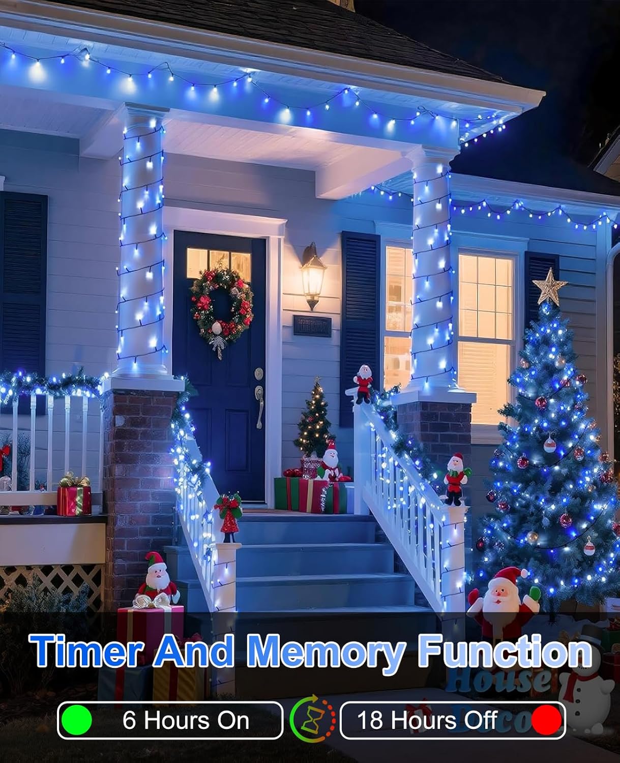 Christmas Lights Outdoor, 157FT 480 LED Christmas Tree Lights Waterproof, 8 Modes Plug in Fairy String Light for Indoor Bedroom Garden Patio Porch Xmas Party Decorations, Blue White