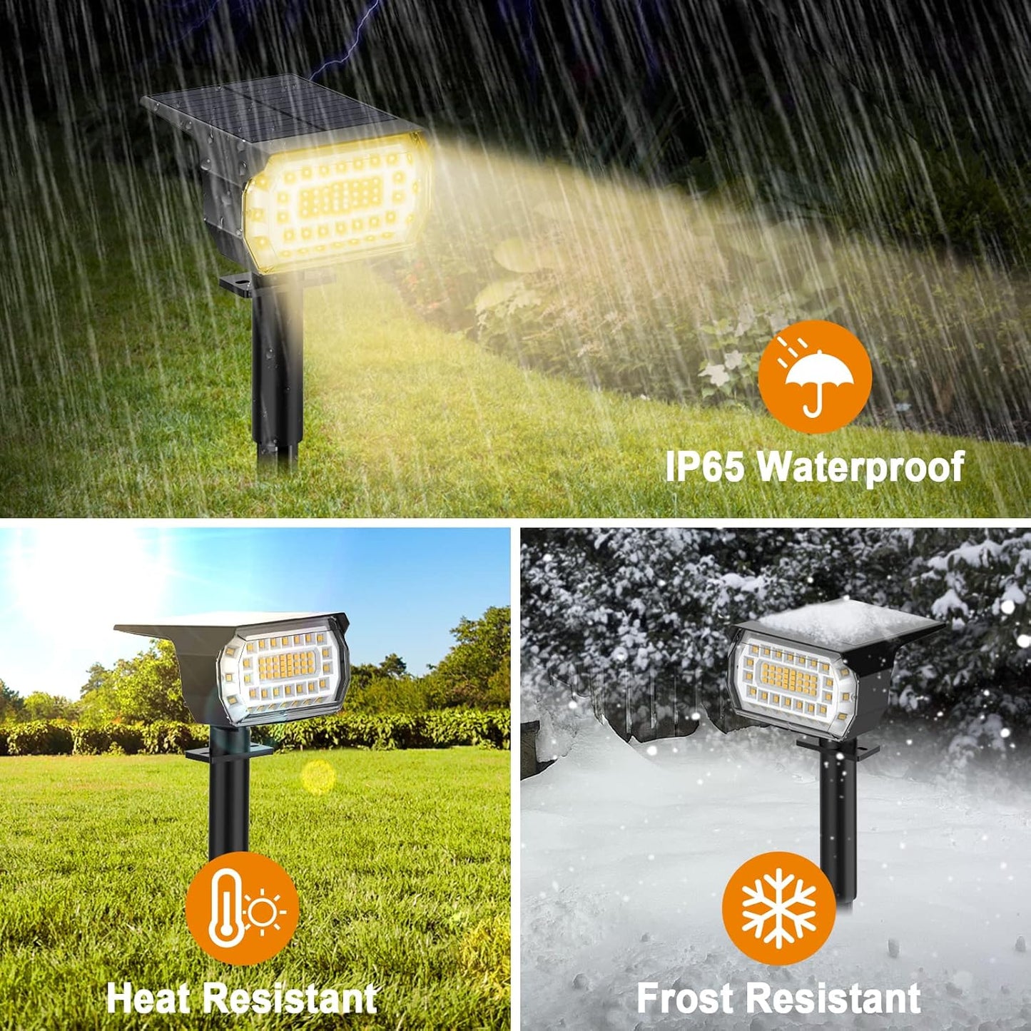 LANSOW Solar Spot Lights Outdoor, [8 Pack/76 LED] 2-in-1 Solar Landscape Spotlights, 3 Modes IP65 Waterproof Dusk to Dawn Solar Powered Flood Wall Lights for Outside Yard Garden Pathway(Warm White)