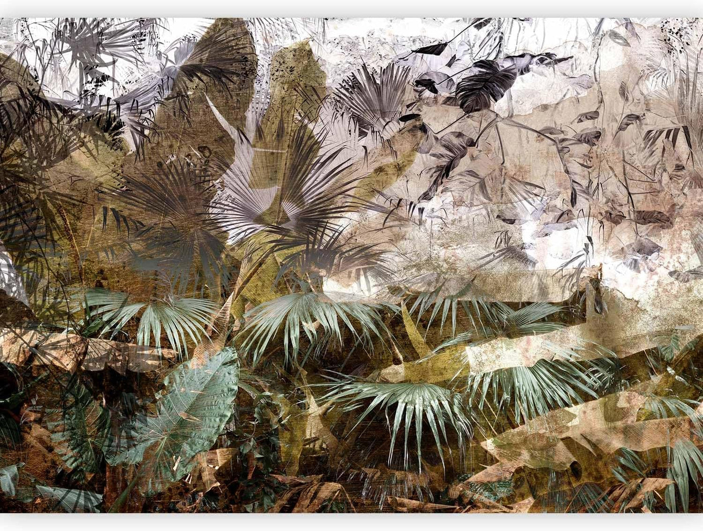 artgeist Premium Wall Mural Tropical Leaves 138x101 in - XXL Non-Woven Wallpaper Fleece Wall Decor Photo Print Picture Image Design Jungle Nature Palm Leaves Like Painted b-C-0789-a-a