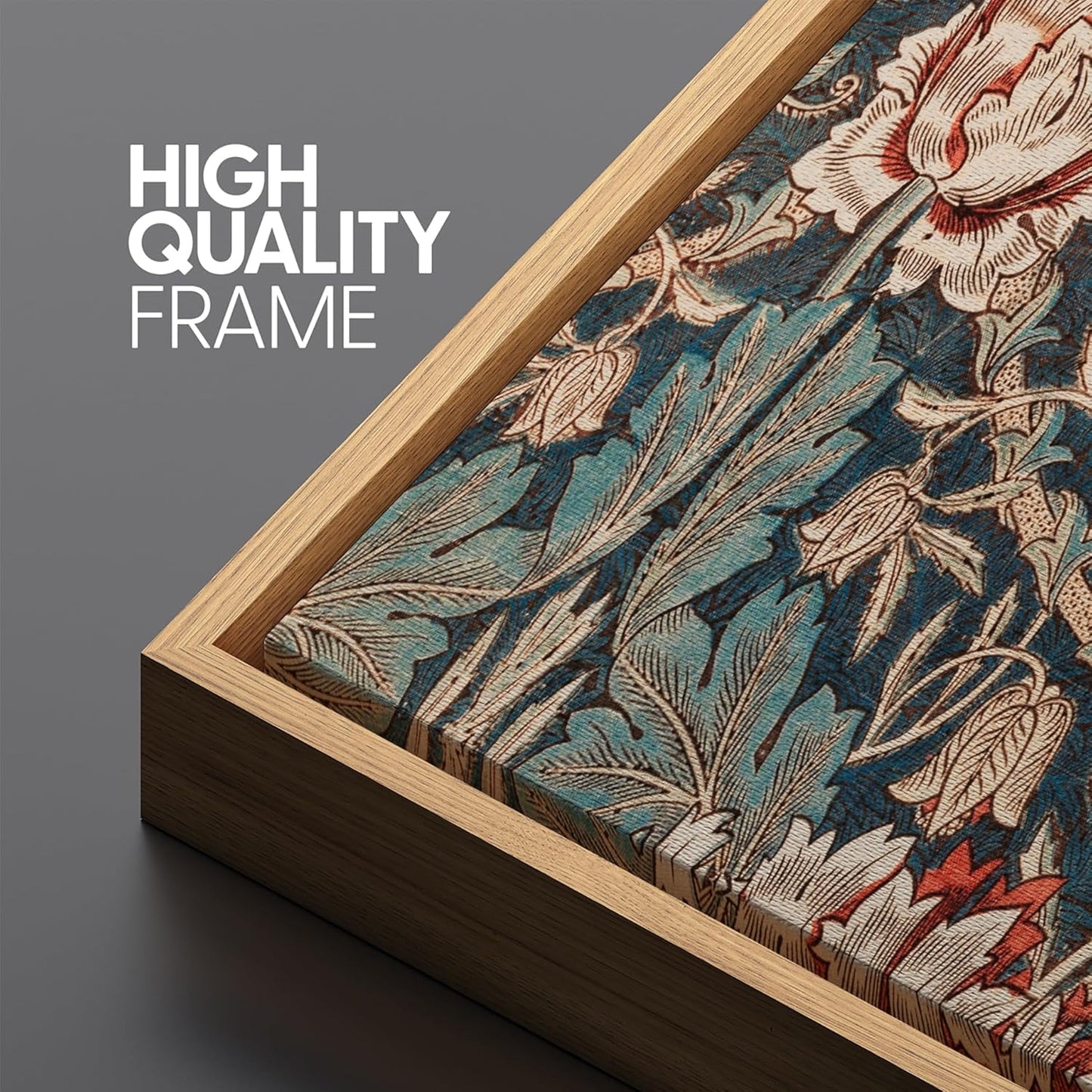 MUDECOR Large Framed Canvas Print Wall Art Botanical Elegance Victorian Style Floral Antique Retro Fine Art Illustrations Decorative Colorful for Bedroom - 60"x20"