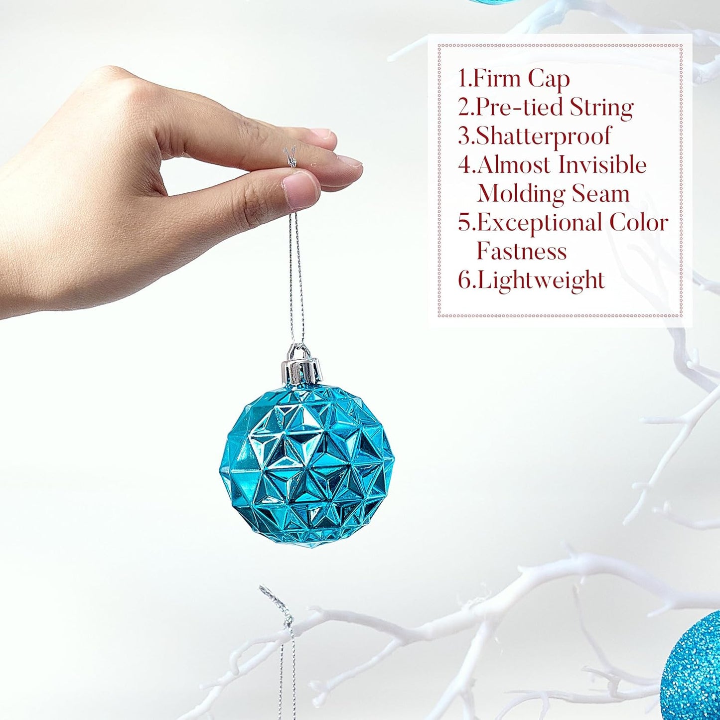 Valery Madelyn Christmas Tree Decorations Ornament Set for Fall Halloween, 50ct 2 Inches Blue Shatterproof Christmas Ball Ornaments Hanging Xmas Holiday Party Decor
