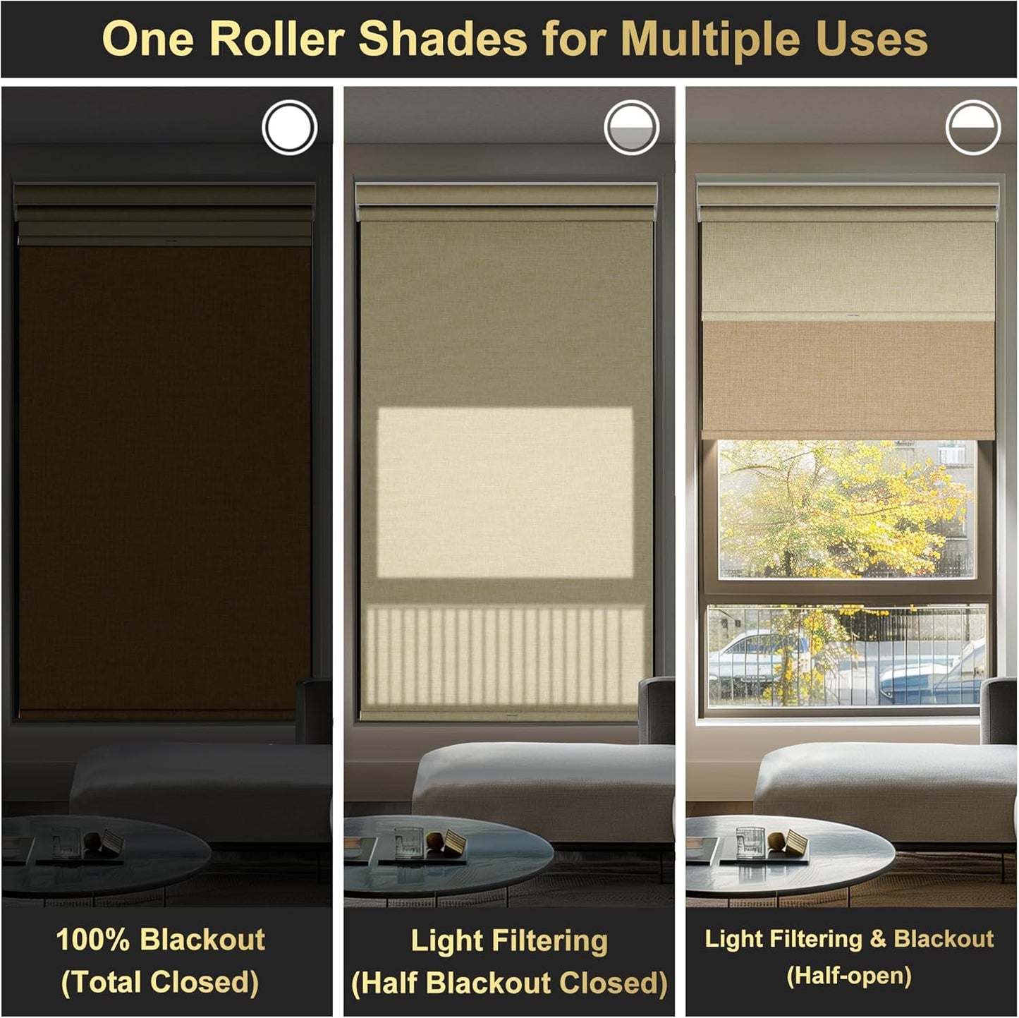 BERISSA Cordless Dual Roller Shades with Cassette Valance, Double Window Shades - Blackout and Light Filtering, Day and Night for Home Office Door. Linen Beige. 76 W x 56" H