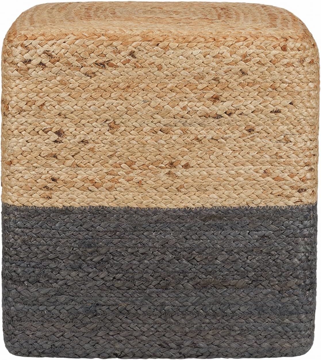 REDEARTH · Cube Pouf Foot Stool Ottoman - Jute Braided Pouffe Poof Accent Sitting Footrest for The Living Room, Bedroom, Nursery, Patio, Lounge & Other Rooms, Set of 2(14.5”x14.5”x16”; Natural Gray)