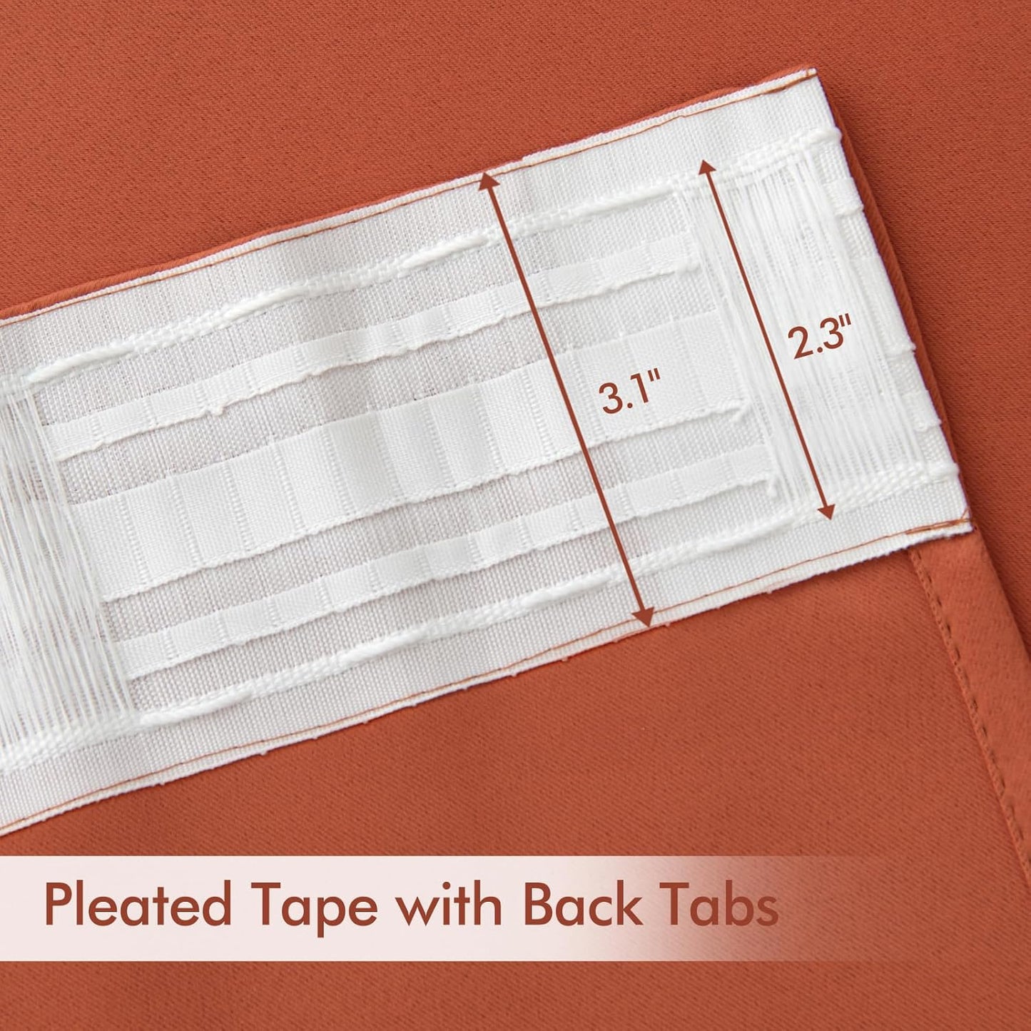 MIULEE Back Tab Burnt Orange Blackout Curtains 102 Inch Long 2 Panels Set for Bedroom, Fall Terracotta Rod Pocket/Pinch Pleated Thermal Insulated Room Darkening Light Blocking Floor to Ceiling Drapes