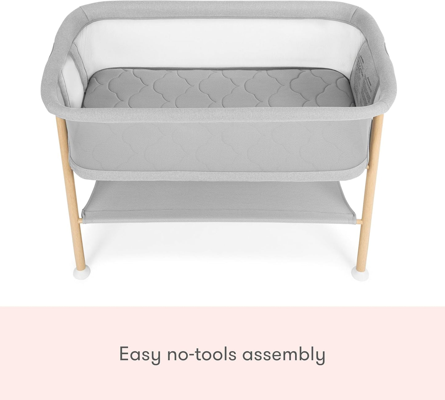 Newton Baby Essential Bassinet – Ultra-Breathable, Completely Washable, More Airflow for Safer, Cooler Sleep, Non-Toxic, Bedside Sleeper, Storage Shelf