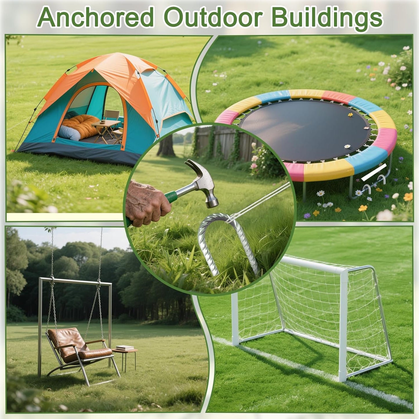 16 Inch 28 Pack Rebar Stakes, 3/8" Diameter J Hook Steel Ground Anchor Stakes, Heavy Duty Galvanized Tent Stakes, Metal Fence Stakes for Outdoor Decoration Yard Inflatables Gardening