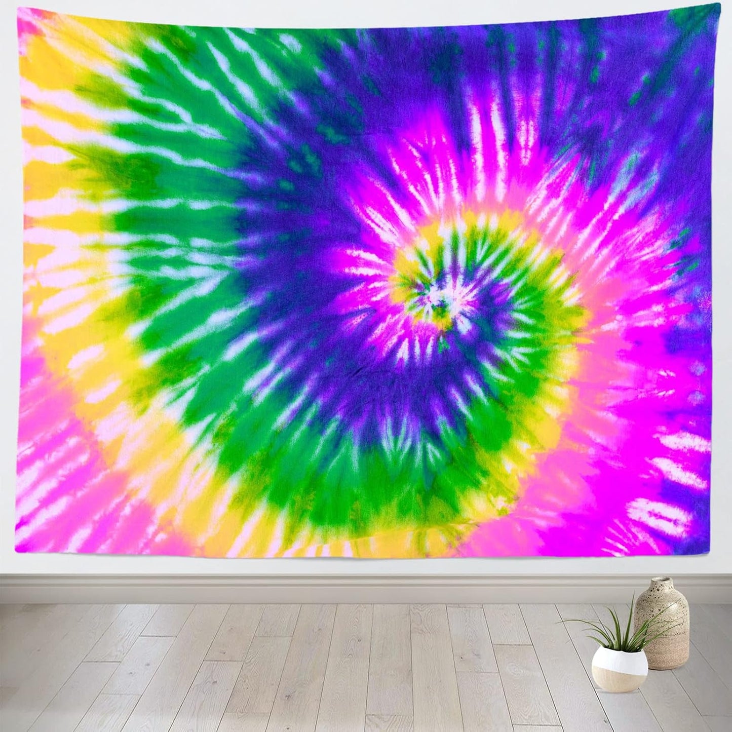 BELECO Tie Dye Tapestry Fabric Wall Hanging 80x60 Inch Hippie Tapestry 60's Tie Dye Wall Decor Watercolor Rainbow Spiral Tie Dye Art Tapestries for Bedroom Living Room Dorm Home Decor