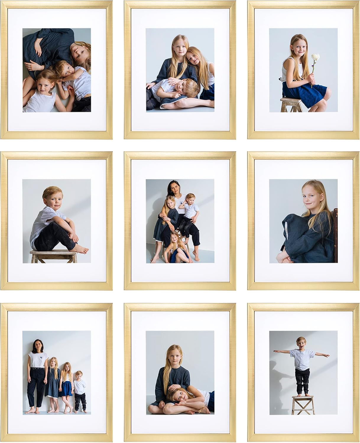 Sheffield Home 9 Piece Gallery Wall Frame Set, 11x14 Inch, Gold