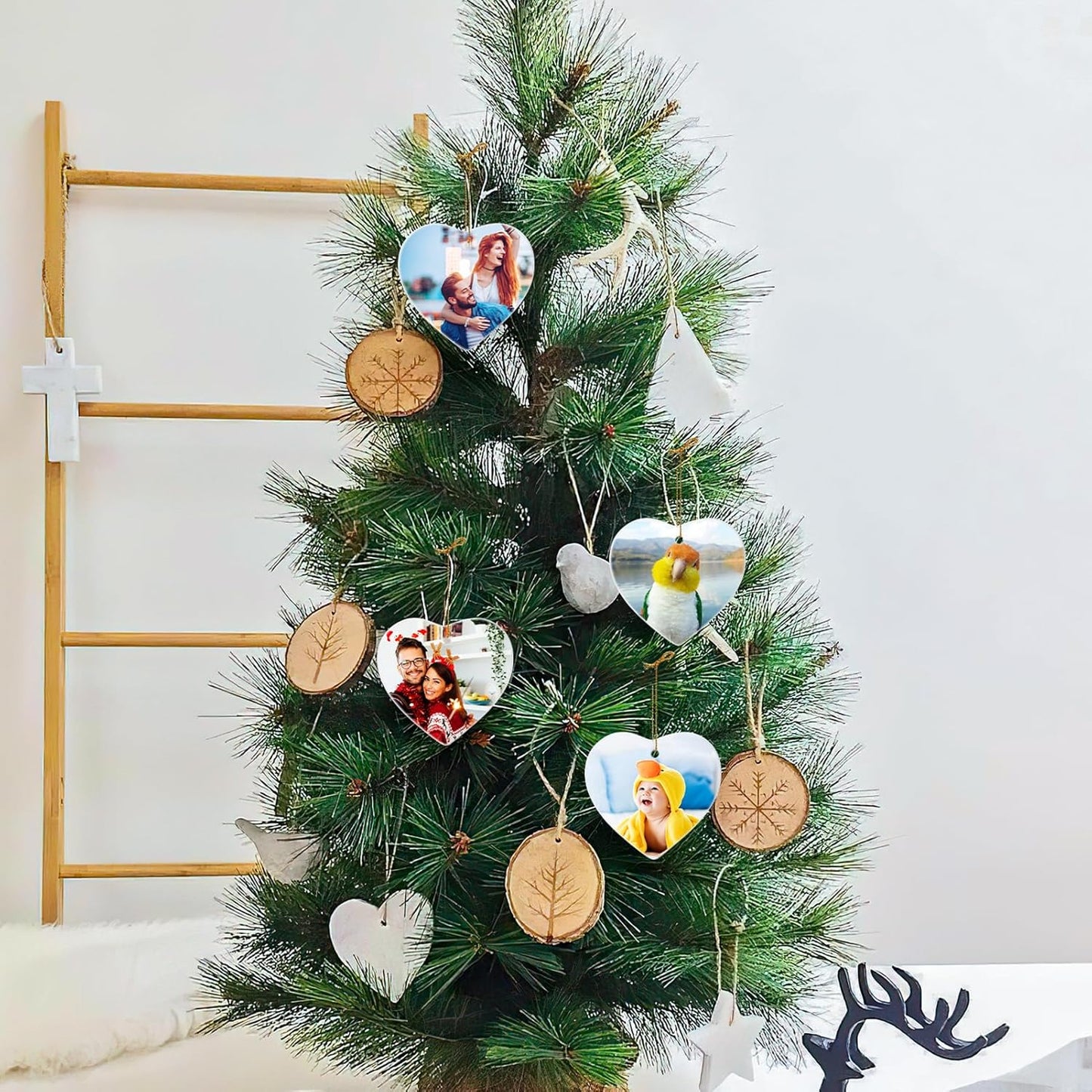 Personalized Christmas Ornaments 2025 Ceramic Custom Picture Text Hanging Ornament Customized Christmas Tree Decorations Keepsake Gift for Family Couples Xmas Tree Home Decor