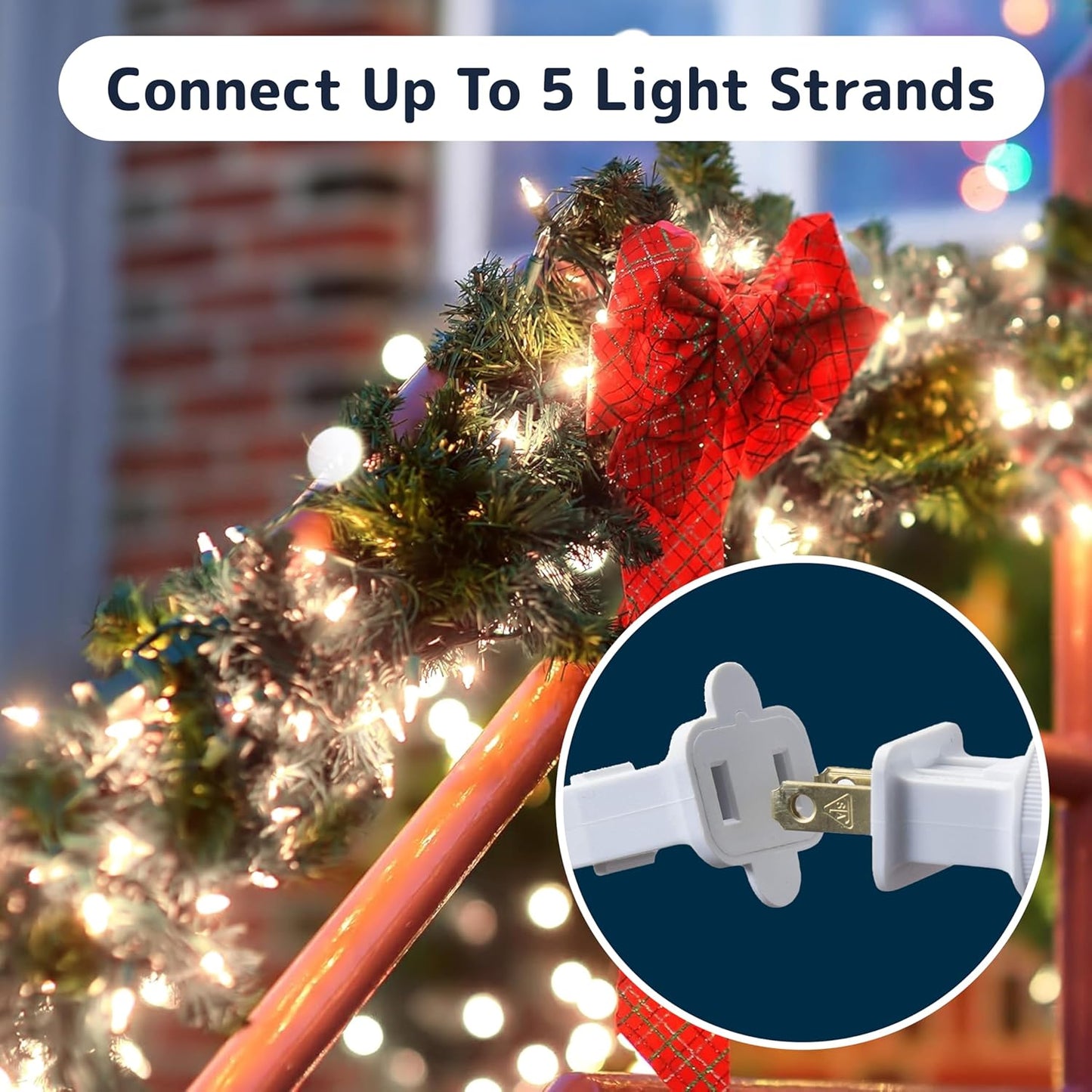 PREXTEX 10 Ft String Lights with Christmas Tree Light Warm White - Indoor/Outdoor Decor - Xmas Lights for Holidays, 50 Twinkle LED Lighting on White Wire - Multi-Strand Connectable