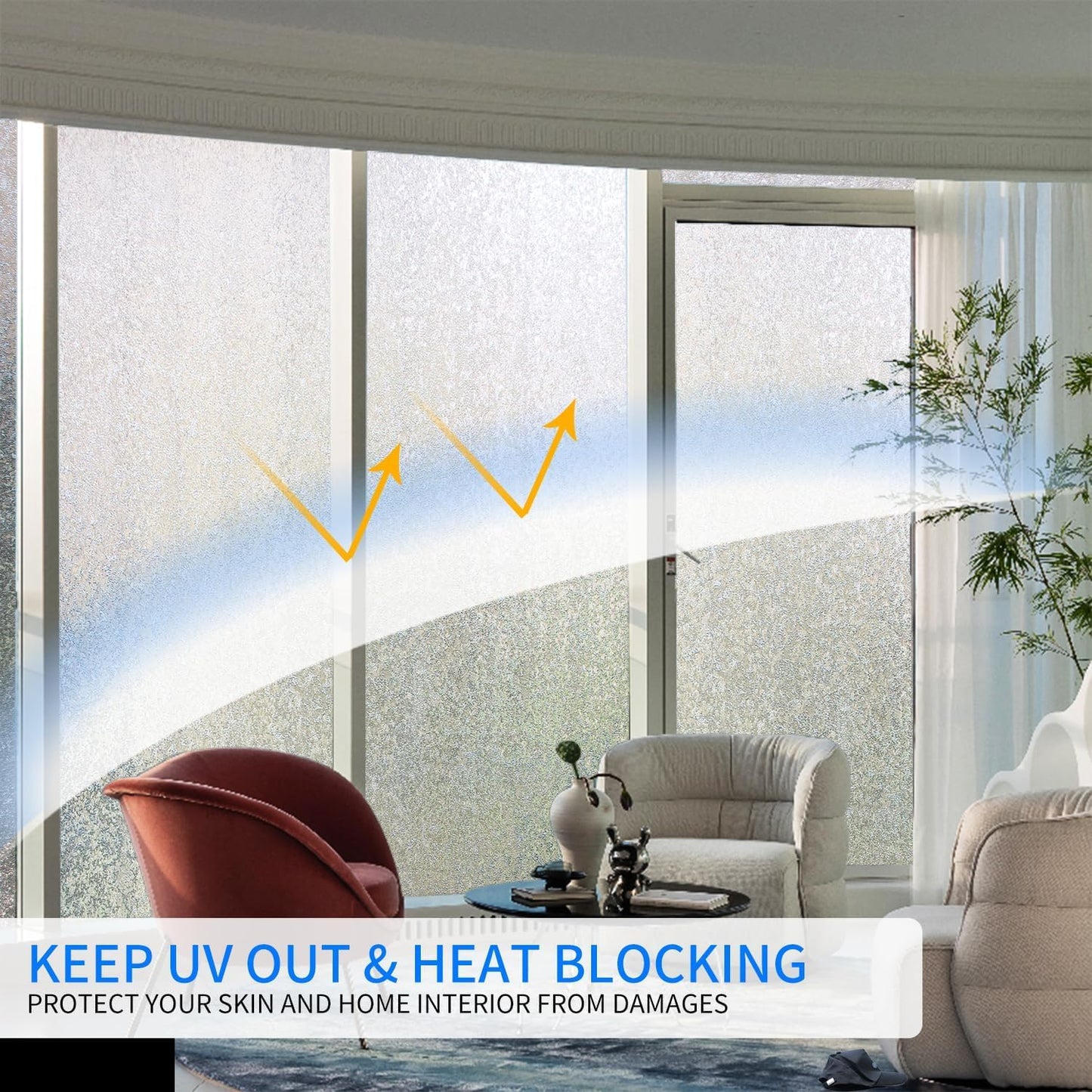 Window Film Privacy Day and Night with Installation Tools, Static Cling Glass Film Ideal for Home Shower Office Glass Door (Flash Diamond, 17.5X196.9 Inch)