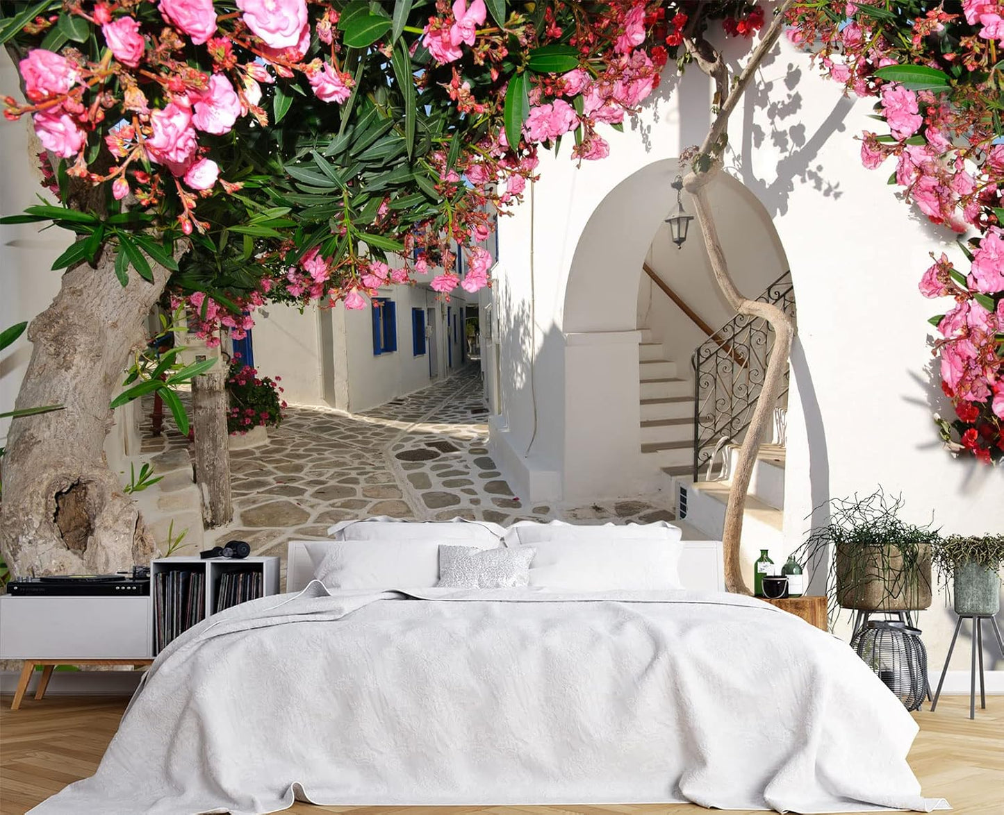 Traditional Backalleys of Amorgos Greece Wall Mural Wallpaper for Bedroom 103" x 69"