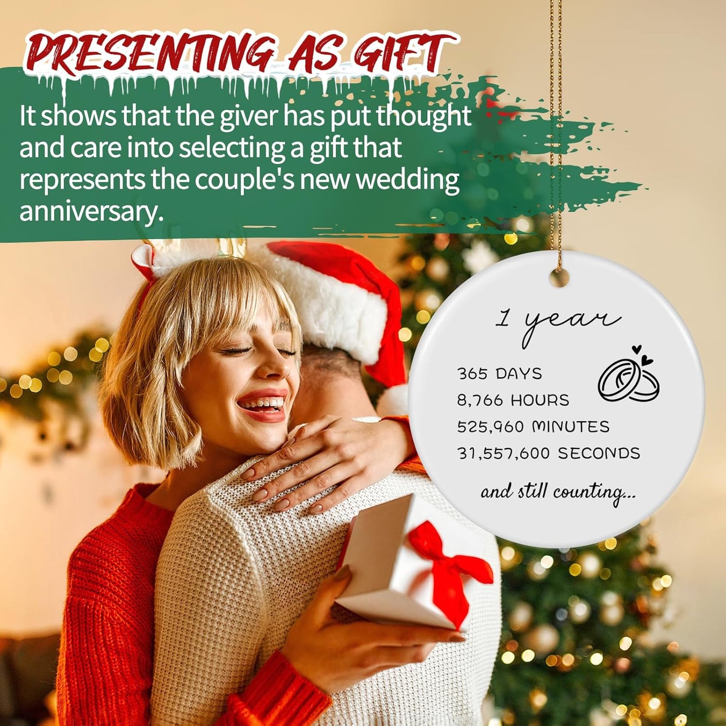 Personalized 1-60 Years Wedding for Couple Parents Ceramic Personalized Christmas Ornaments 2025 Custom Year Days Hours Minutes Seconds Wedding Anniversary Decoration