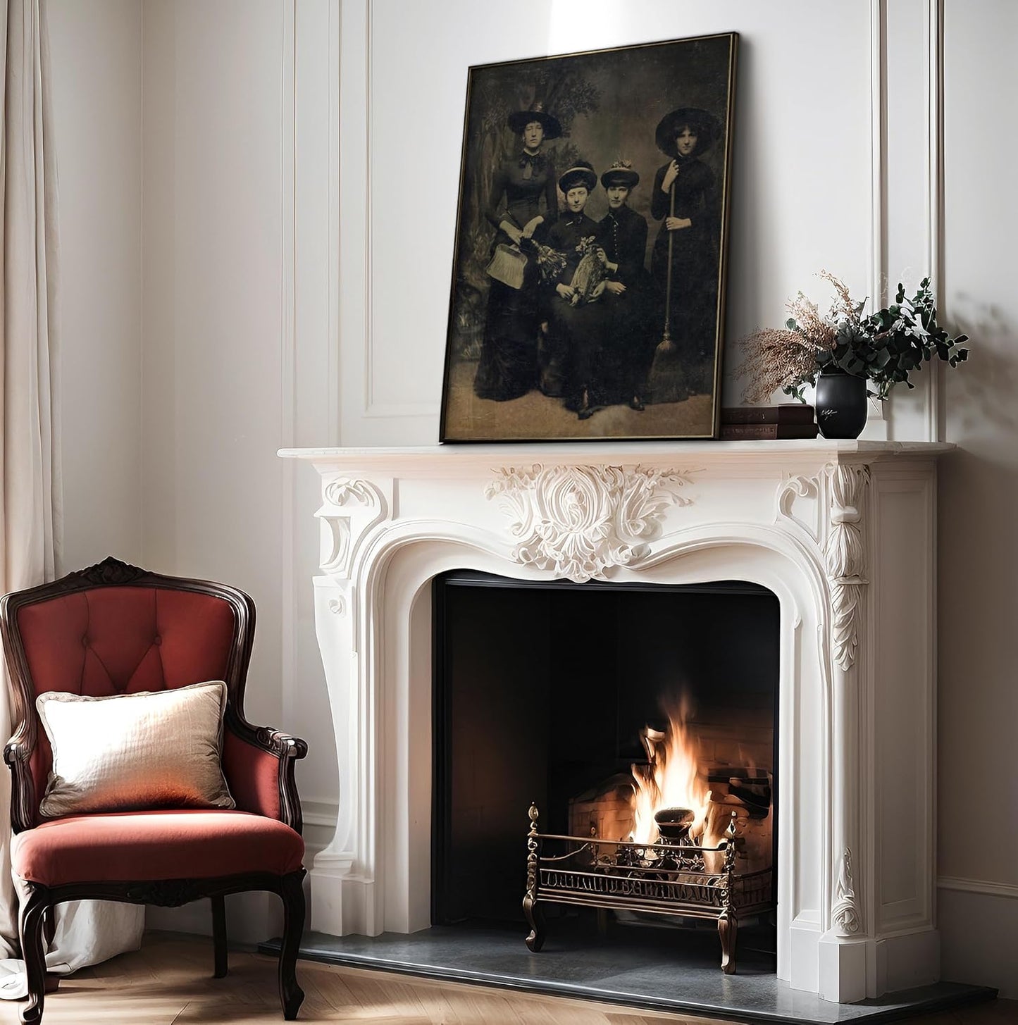 Poster Master Vintage Photograph Poster - Retro Halloween Print - Gift for Artist, Friend - Four Witches Wearing Robes, Sabbath, Coven, Sorcery - Wall Decor for Home, Office, 24x32 Unframed Wall Art